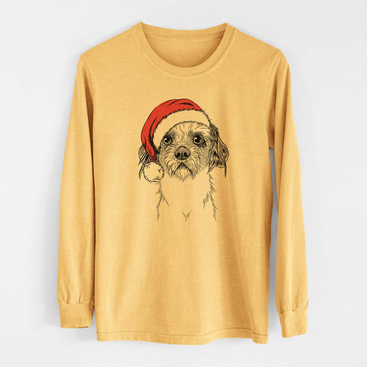 Santa Tiny Tucker the Mixed Breed - Heavyweight 100% Cotton Long Sleeve