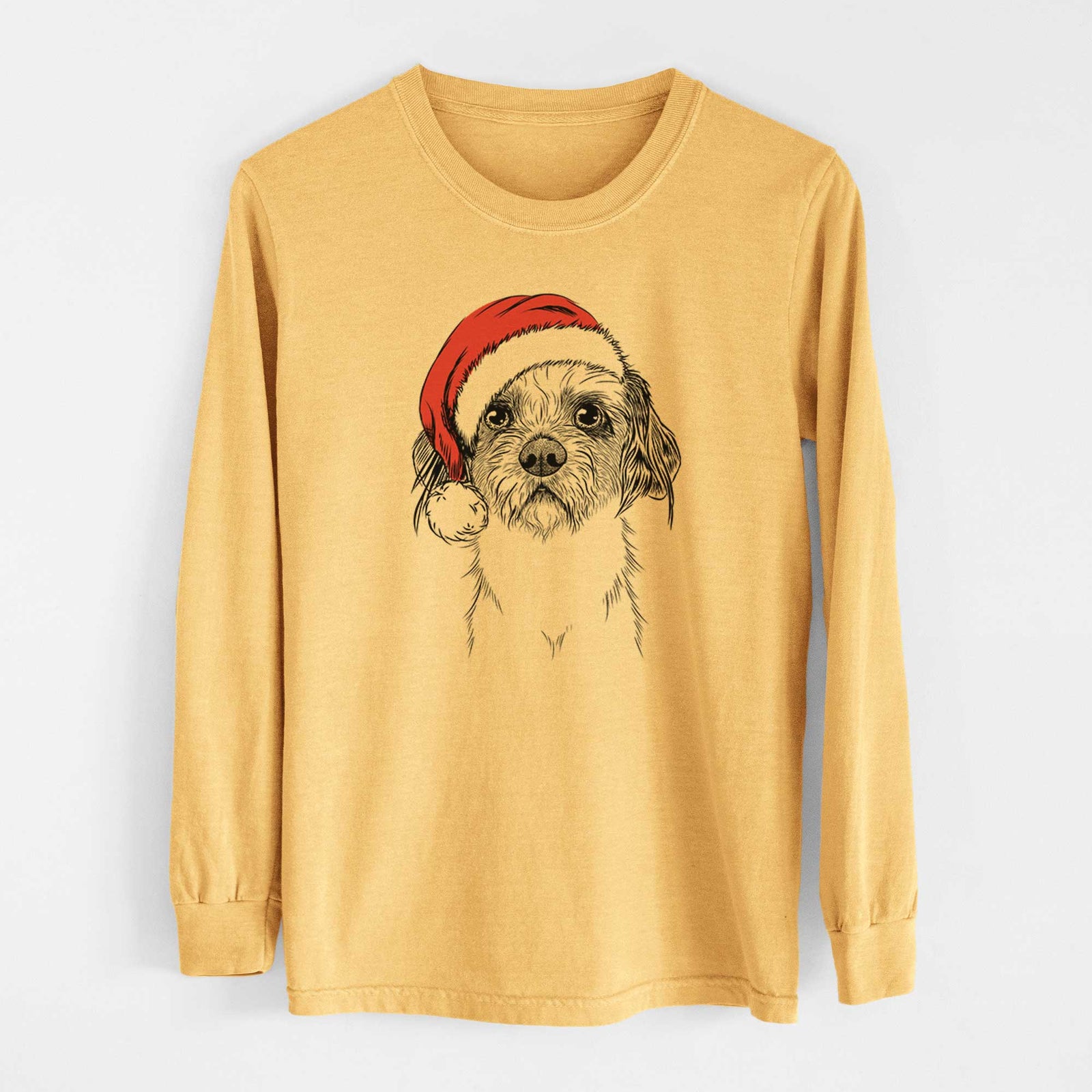Santa Tiny Tucker the Mixed Breed - Heavyweight 100% Cotton Long Sleeve