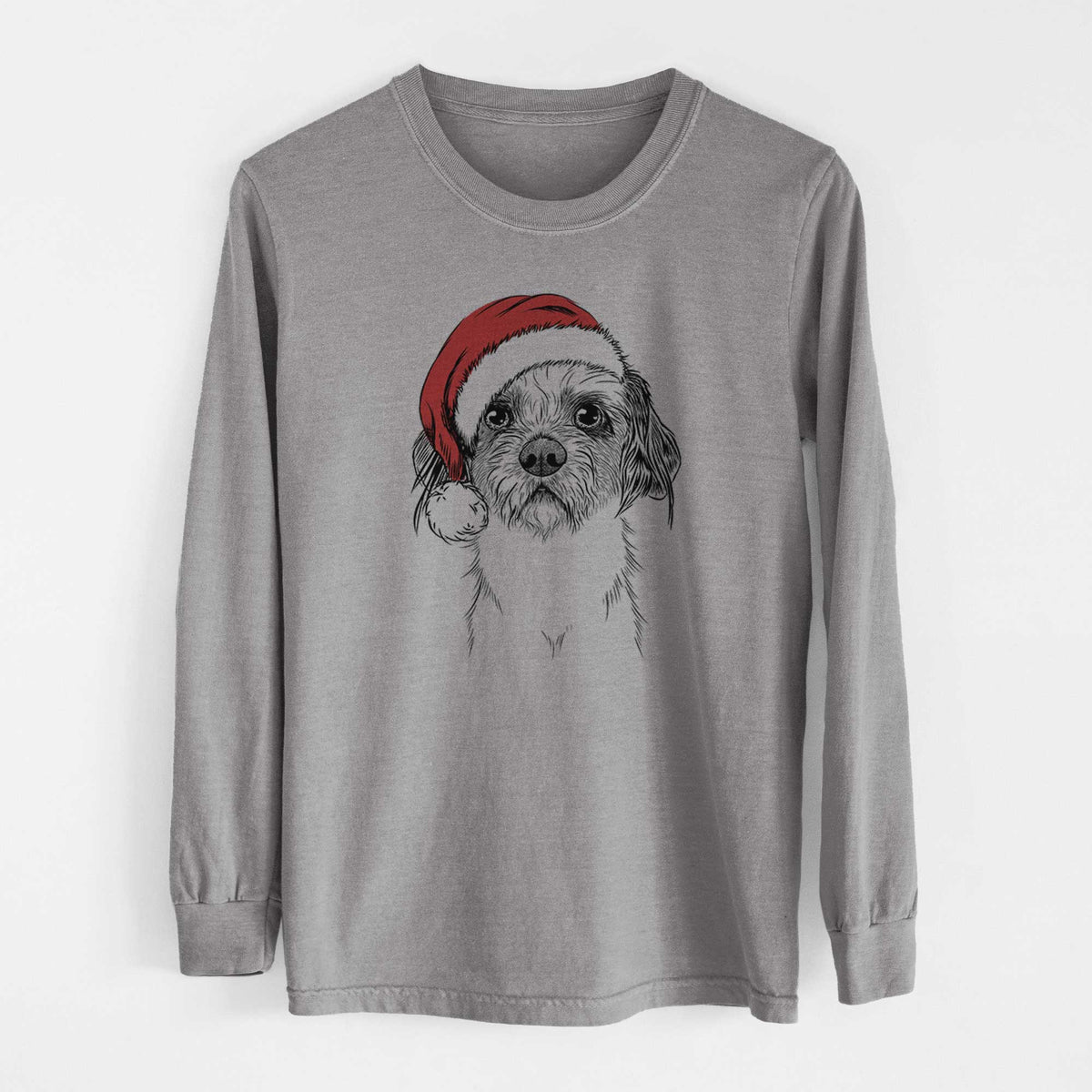 Santa Tiny Tucker the Mixed Breed - Heavyweight 100% Cotton Long Sleeve