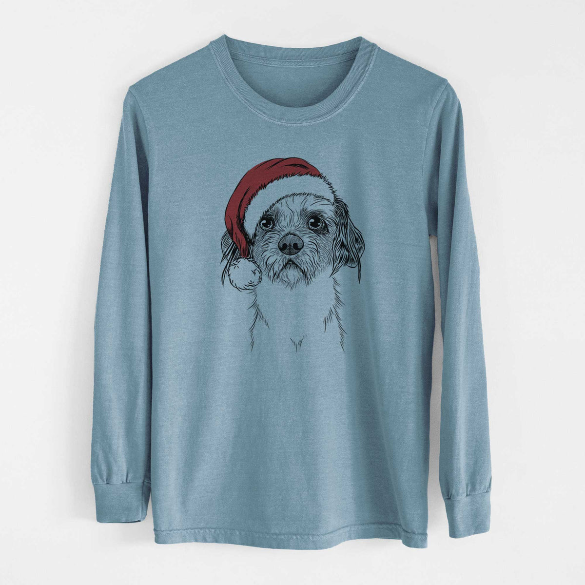Santa Tiny Tucker the Mixed Breed - Heavyweight 100% Cotton Long Sleeve