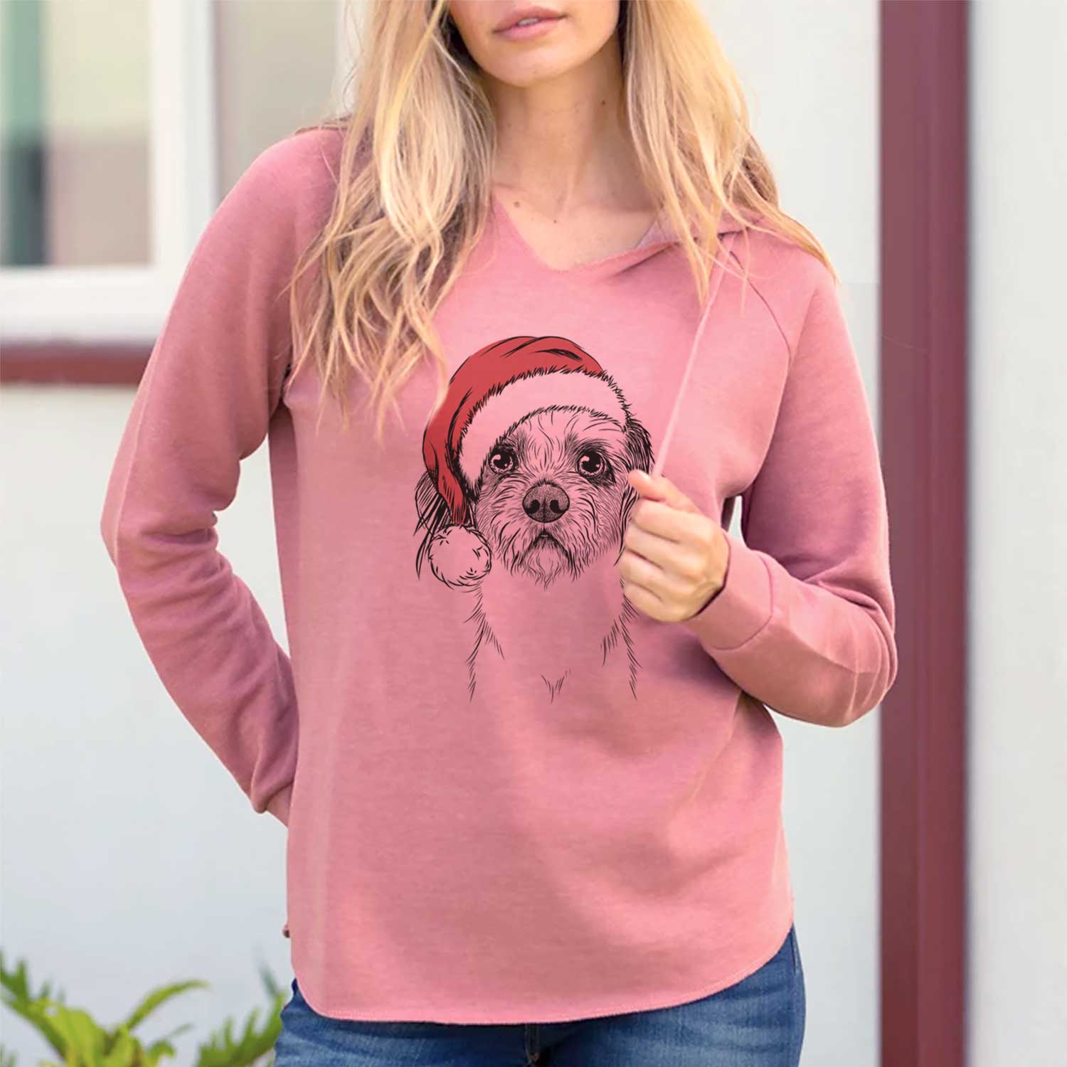 Santa Tiny Tucker the Mixed Breed - Cali Wave Hooded Sweatshirt