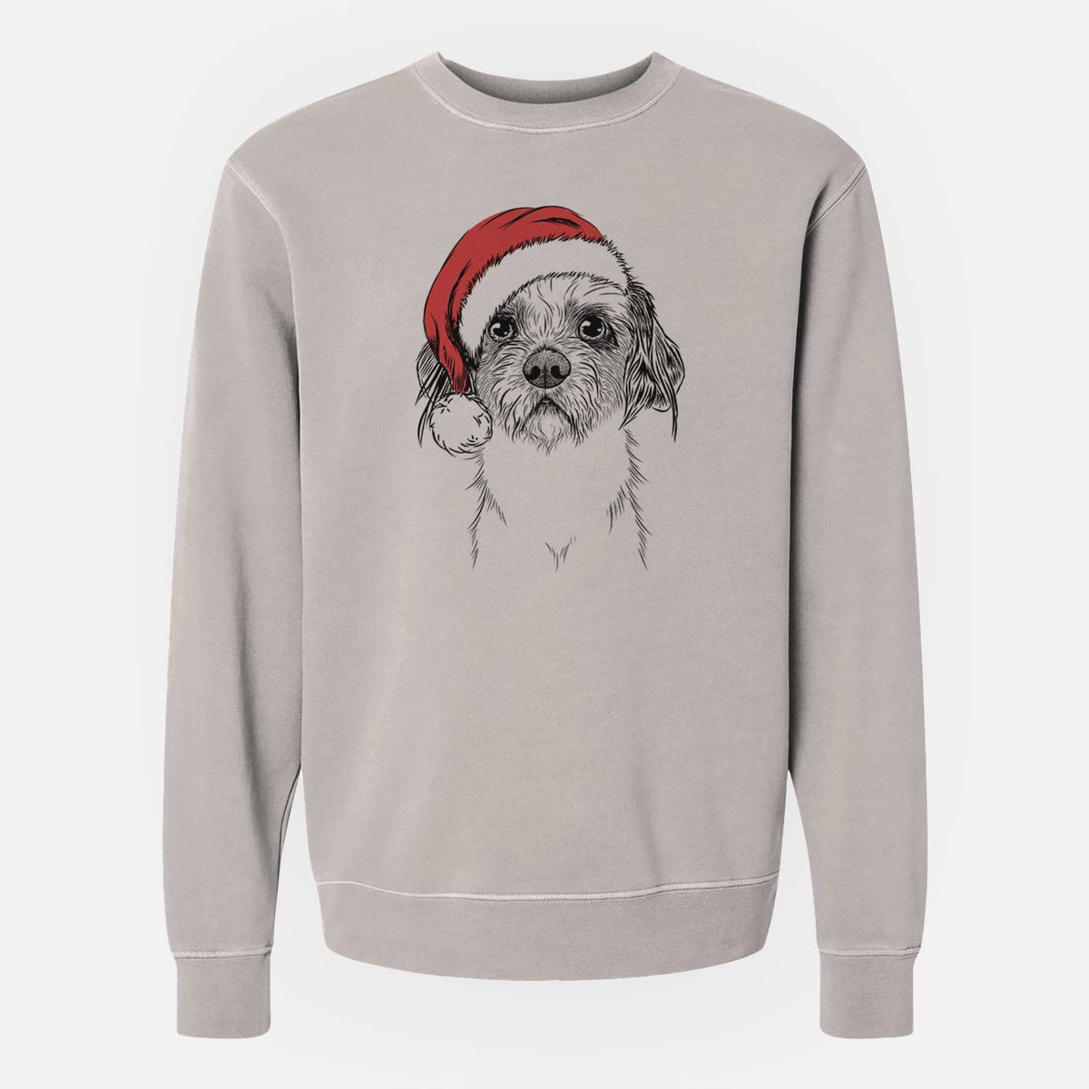 Santa Tiny Tucker the Mixed Breed - Unisex Pigment Dyed Crew Sweatshirt