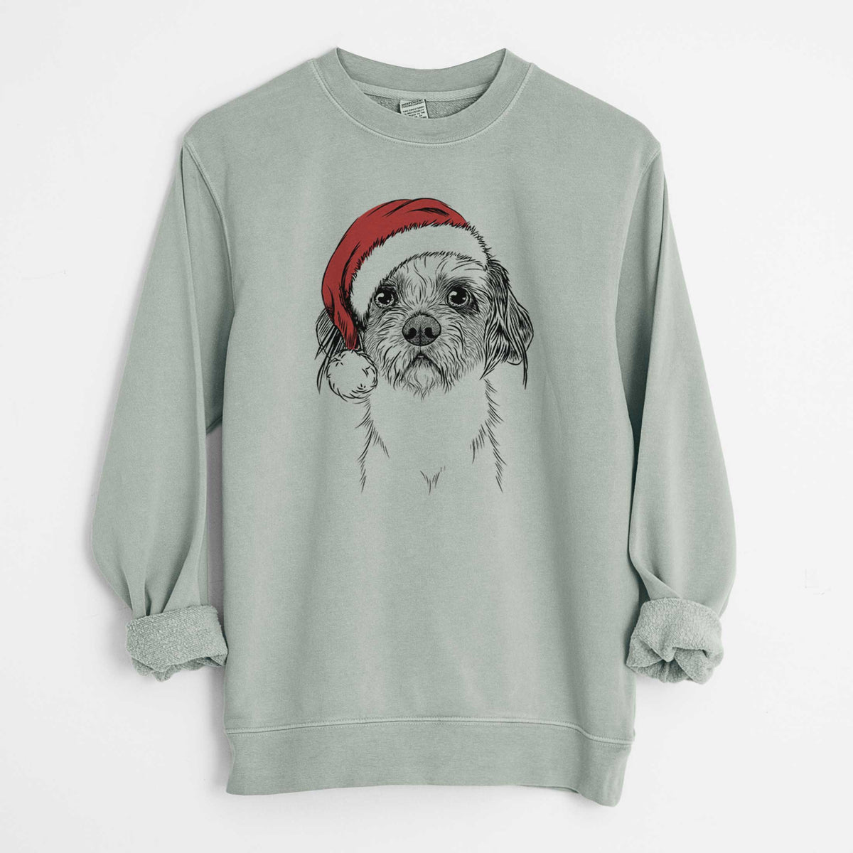 Santa Tiny Tucker the Mixed Breed - Unisex Pigment Dyed Crew Sweatshirt