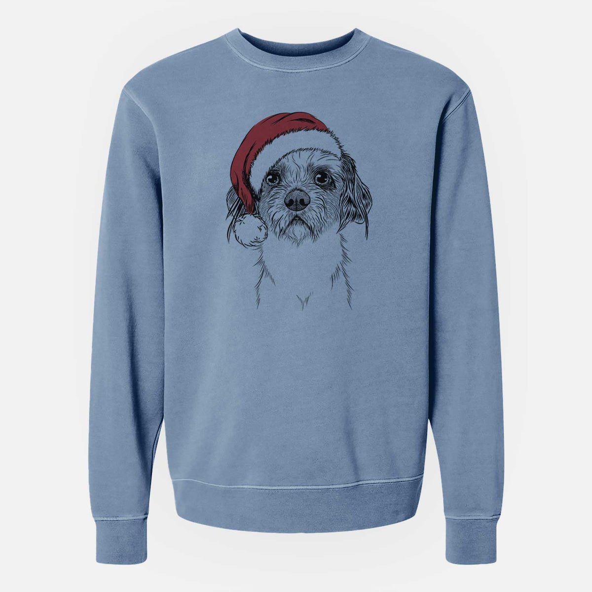 Santa Tiny Tucker the Mixed Breed - Unisex Pigment Dyed Crew Sweatshirt