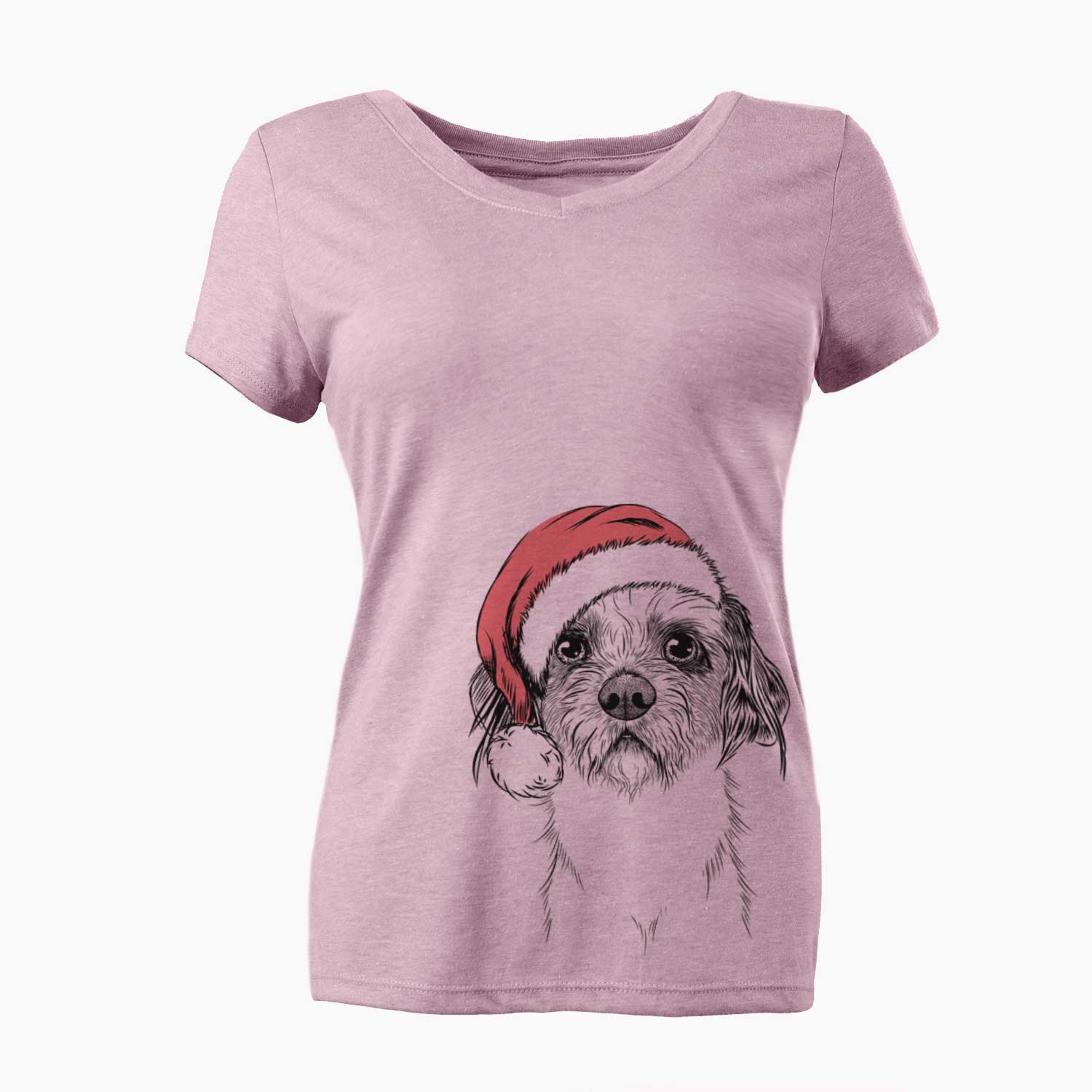 Santa Tiny Tucker the Mixed Breed - Women's V-neck Shirt