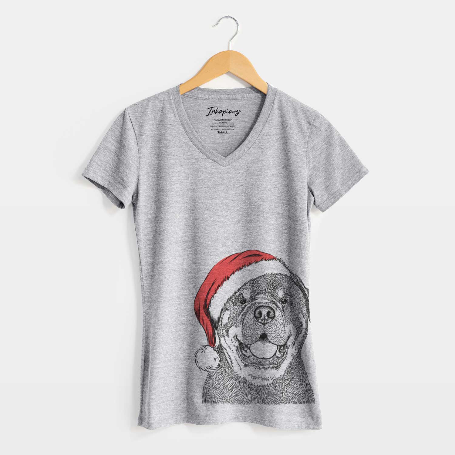 Santa Titan the Rottweiler - Women's V-neck Shirt