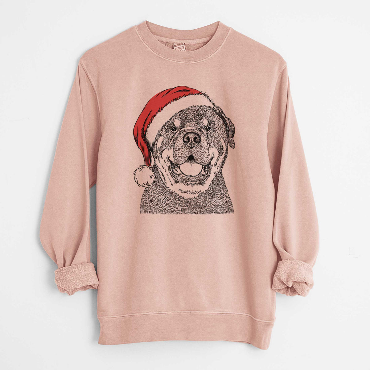 Santa Titan the Rottweiler - Unisex Pigment Dyed Crew Sweatshirt