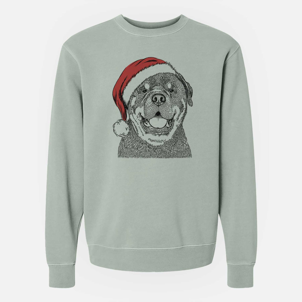 Santa Titan the Rottweiler - Unisex Pigment Dyed Crew Sweatshirt