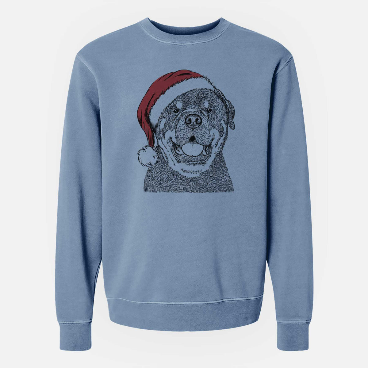 Santa Titan the Rottweiler - Unisex Pigment Dyed Crew Sweatshirt