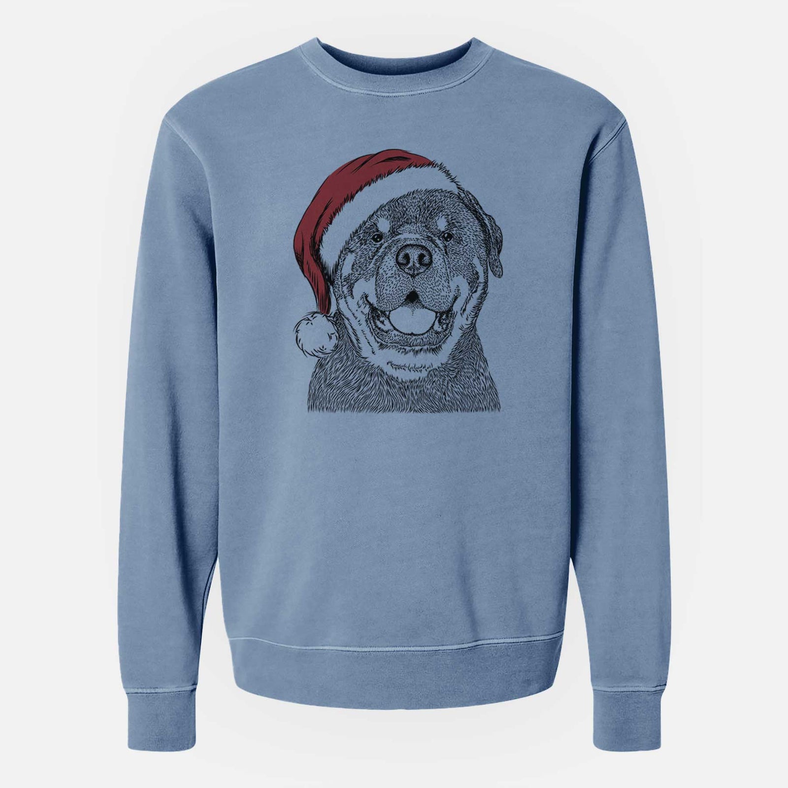 Santa Titan the Rottweiler - Unisex Pigment Dyed Crew Sweatshirt