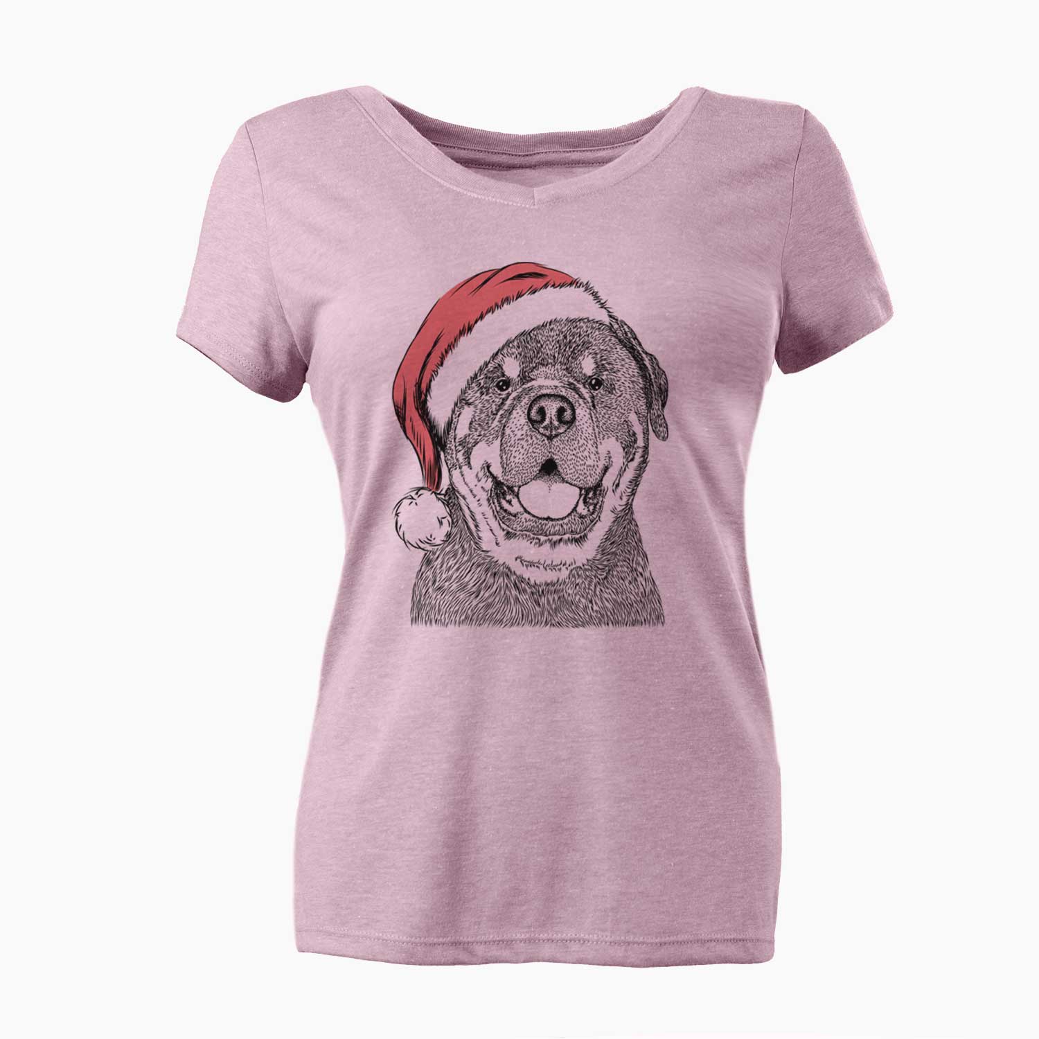 Santa Titan the Rottweiler - Women's V-neck Shirt