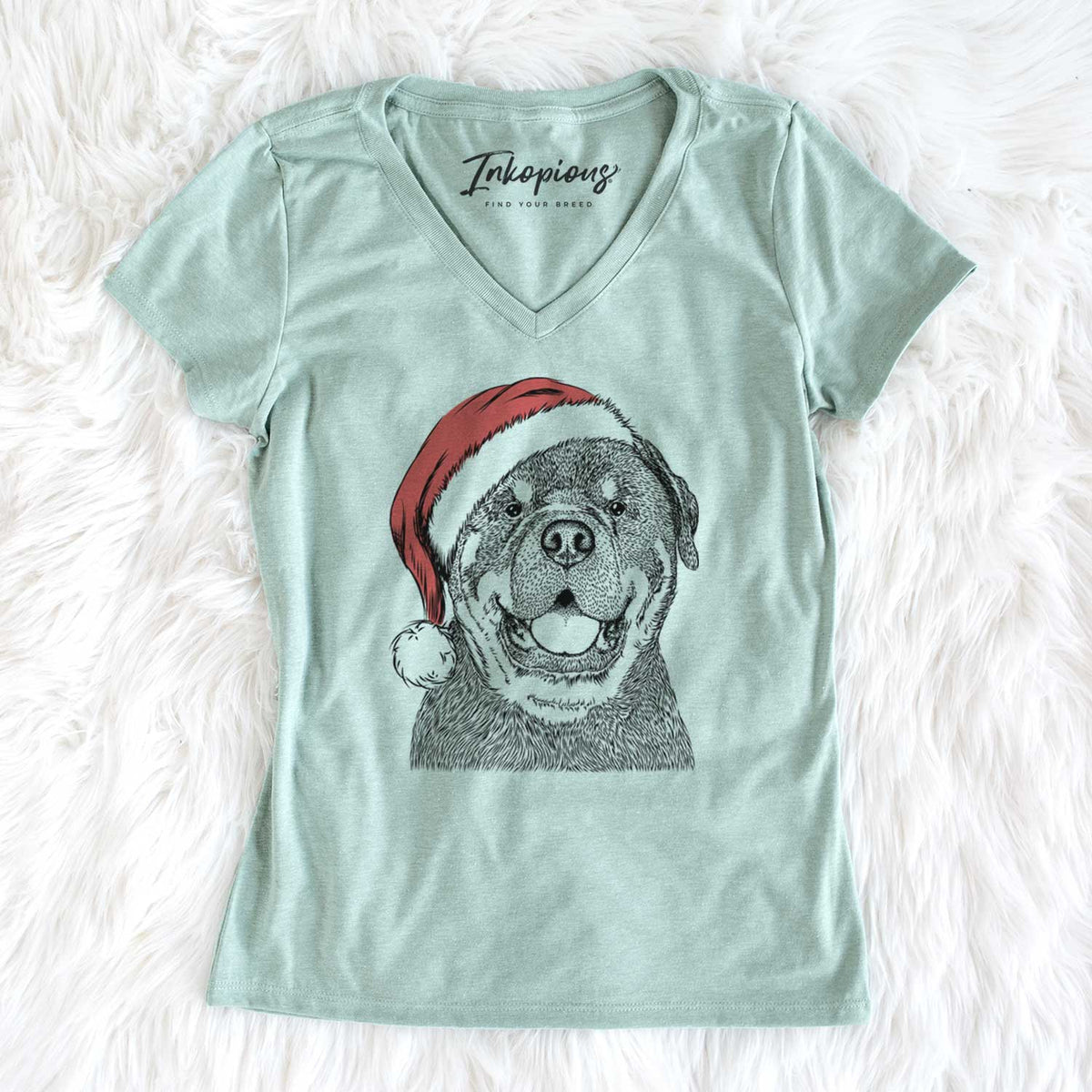 Santa Titan the Rottweiler - Women's V-neck Shirt