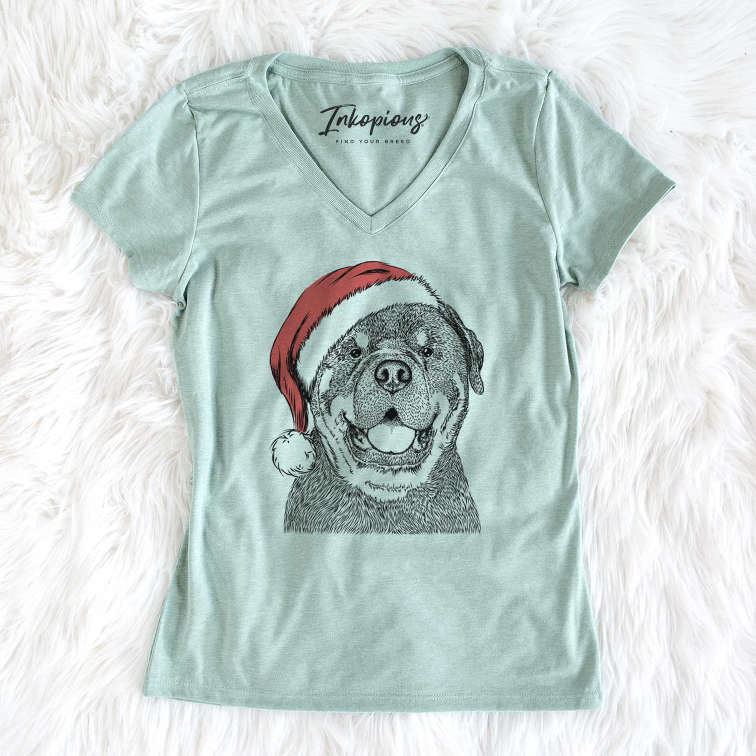 Santa Titan the Rottweiler - Women's V-neck Shirt