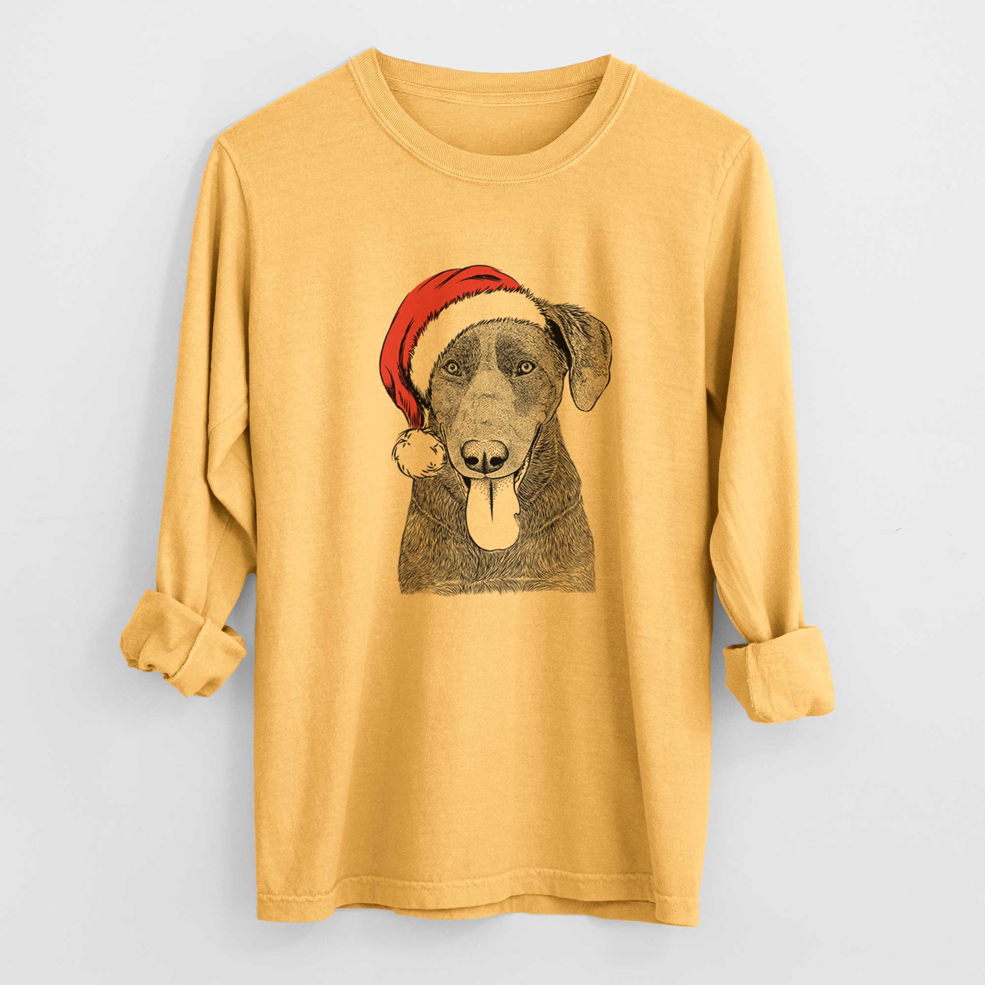 Santa Tobes the Chocolate Lab - Heavyweight 100% Cotton Long Sleeve