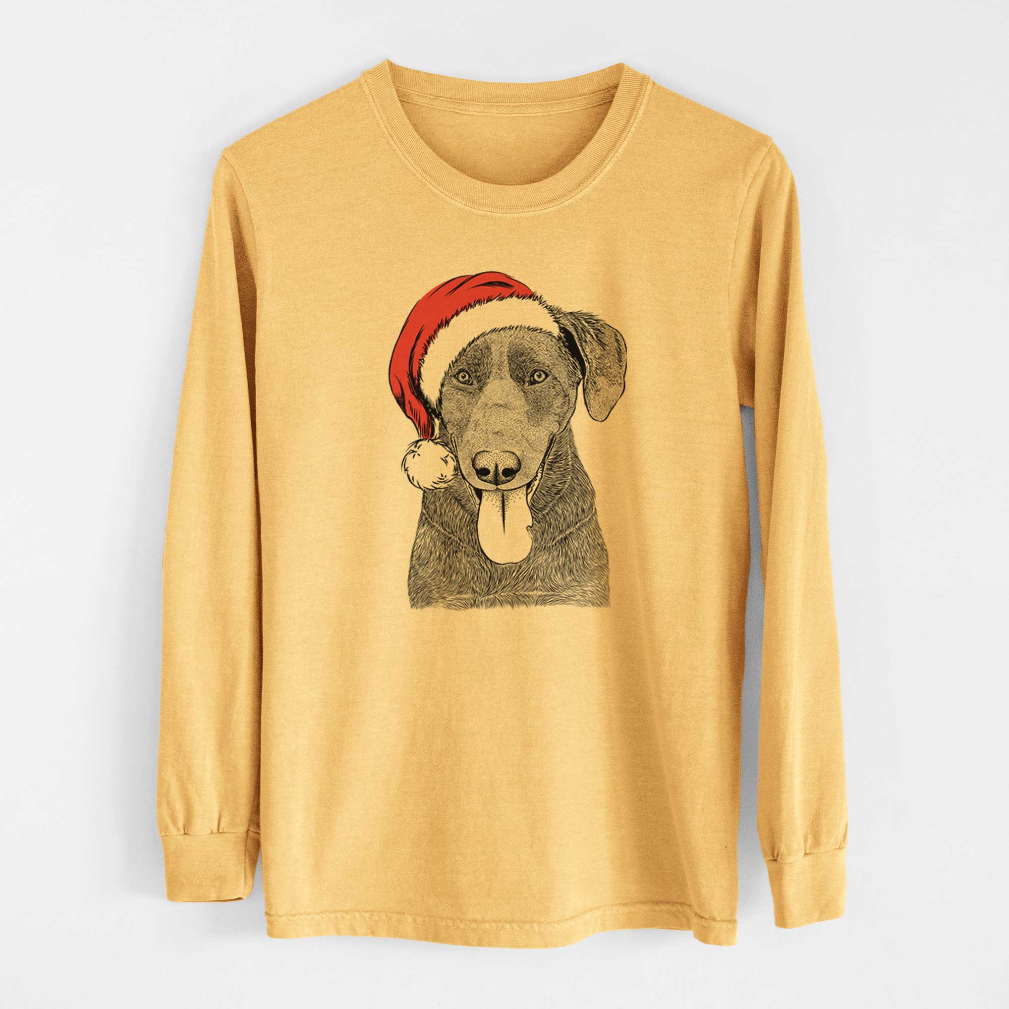 Santa Tobes the Chocolate Lab - Heavyweight 100% Cotton Long Sleeve