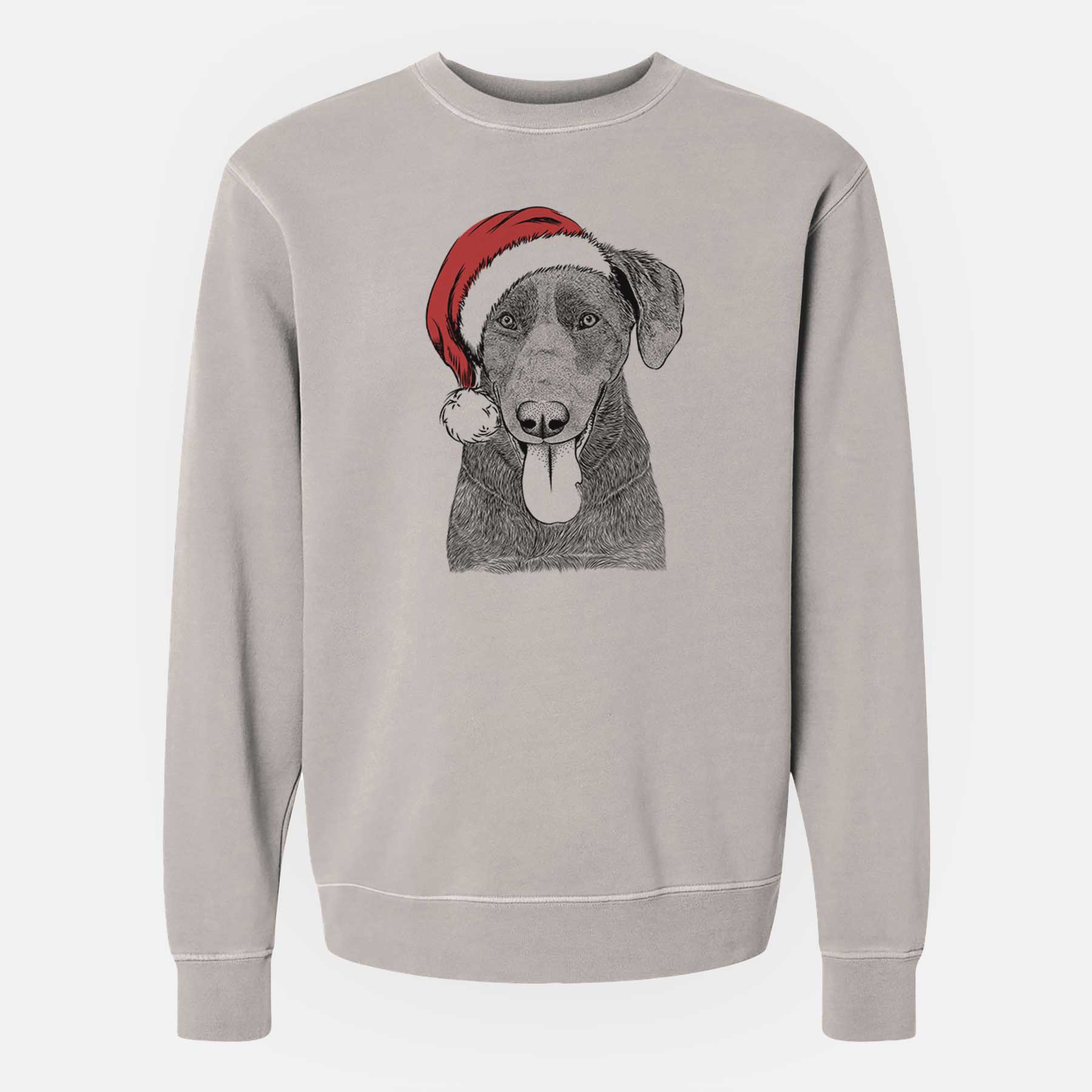 Santa Tobes the Chocolate Lab - Unisex Pigment Dyed Crew Sweatshirt