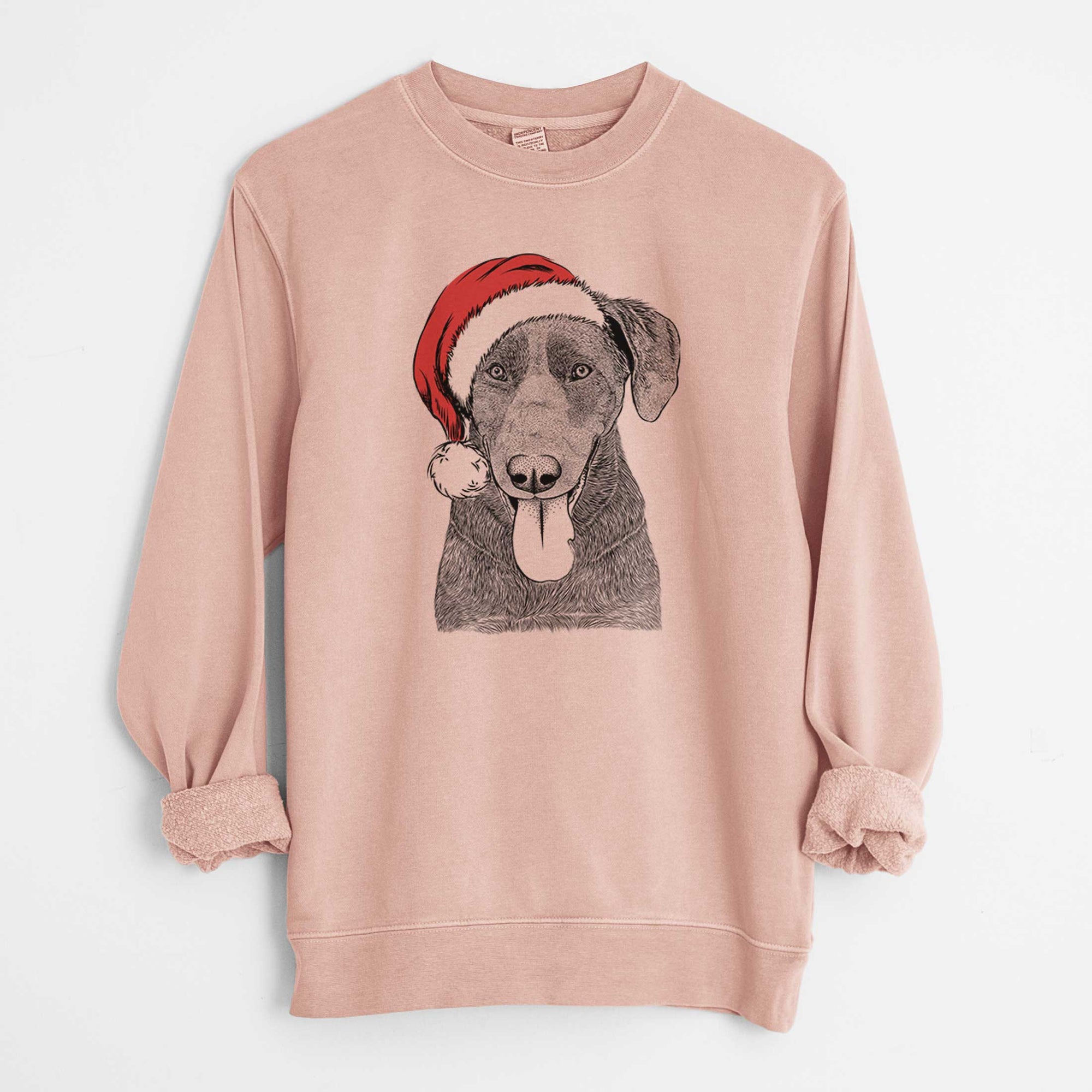 Santa Tobes the Chocolate Lab - Unisex Pigment Dyed Crew Sweatshirt