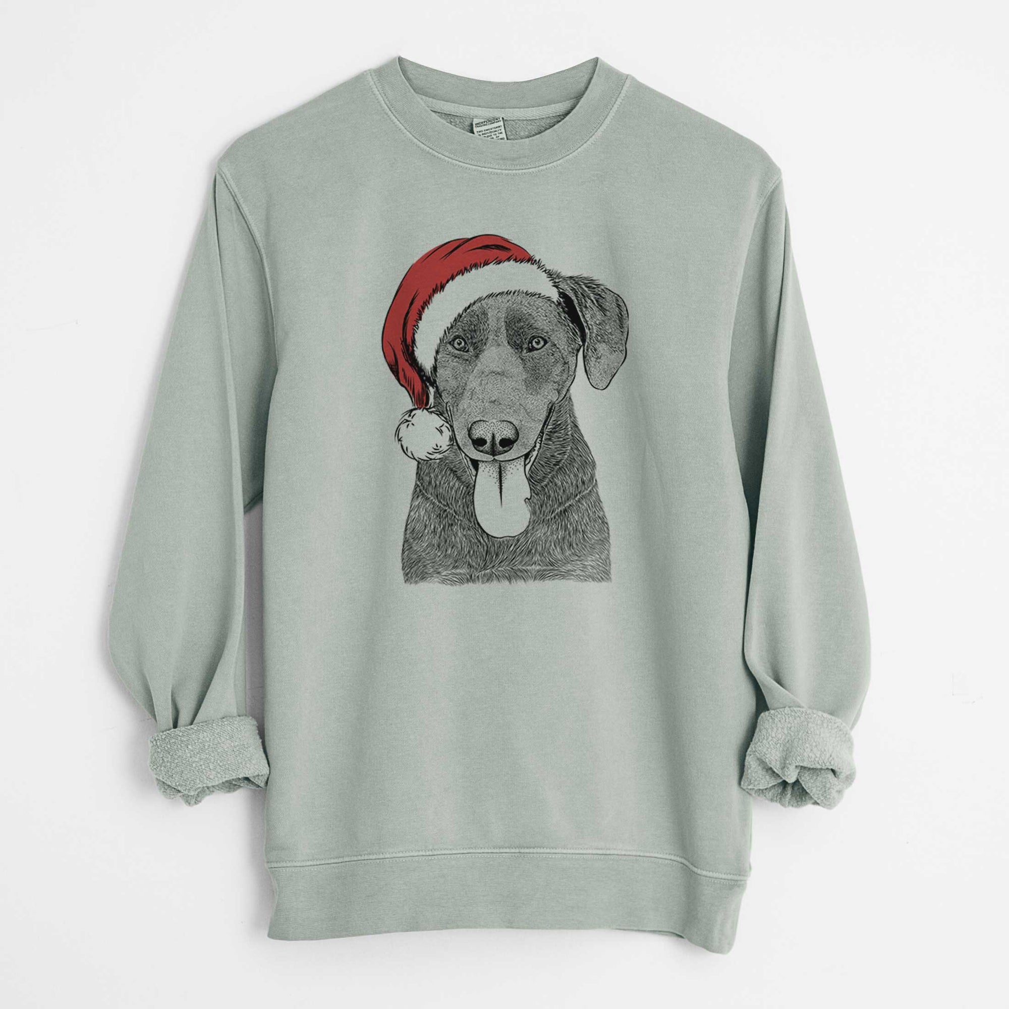 Santa Tobes the Chocolate Lab - Unisex Pigment Dyed Crew Sweatshirt