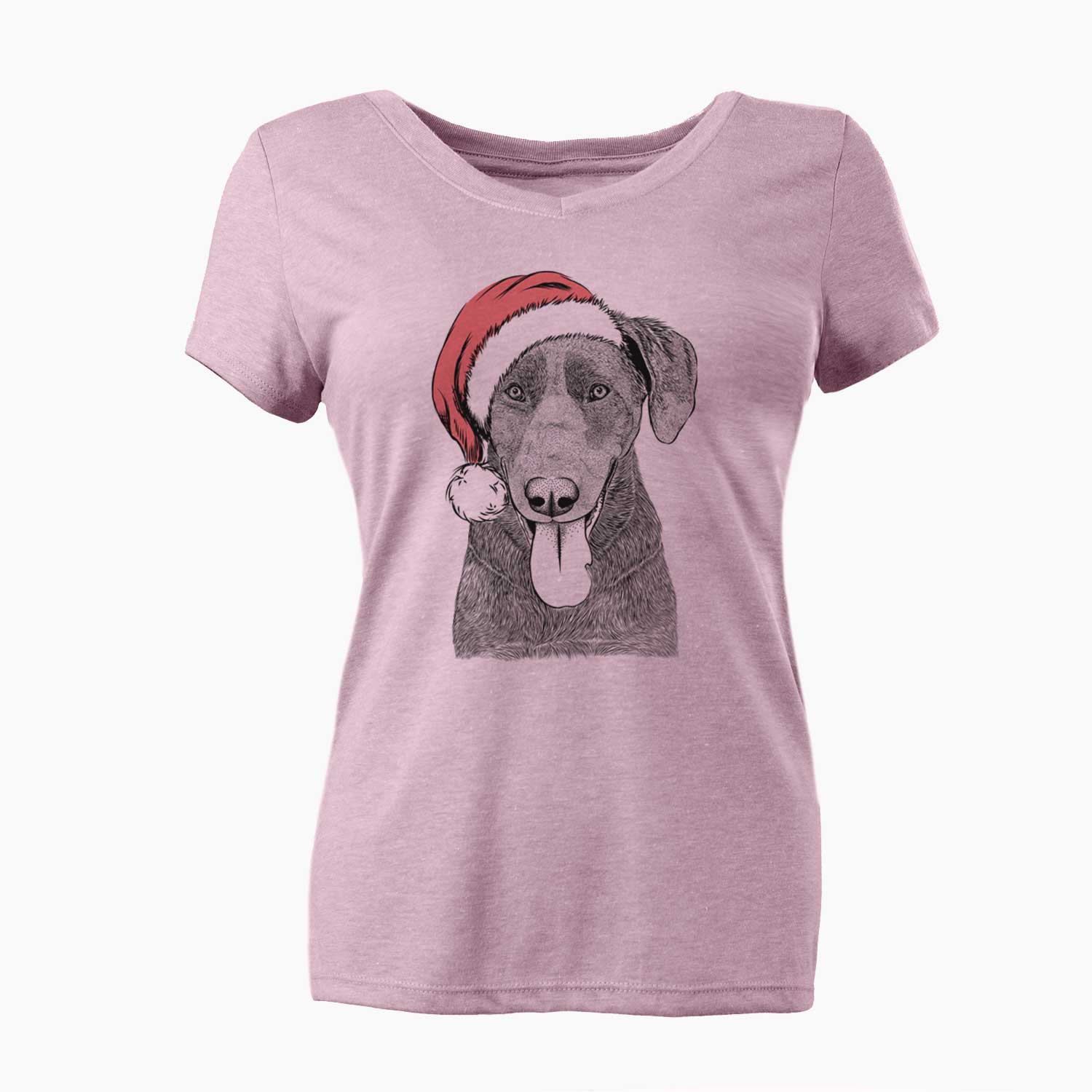Santa Tobes the Chocolate Lab - Women's V-neck Shirt