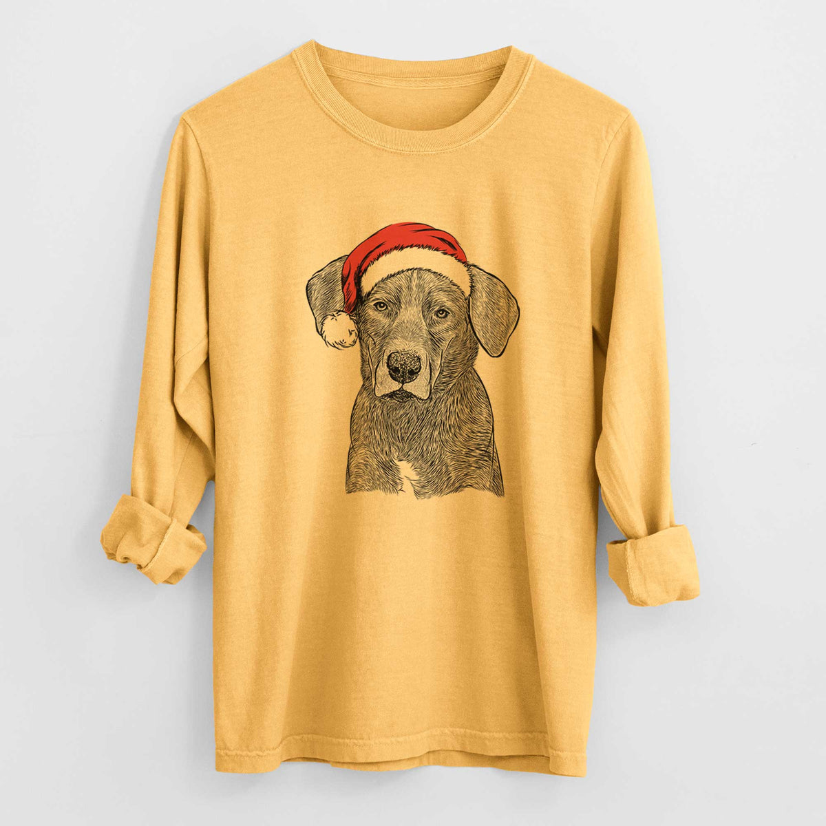 Santa Tom the Lab Dane Mix - Heavyweight 100% Cotton Long Sleeve