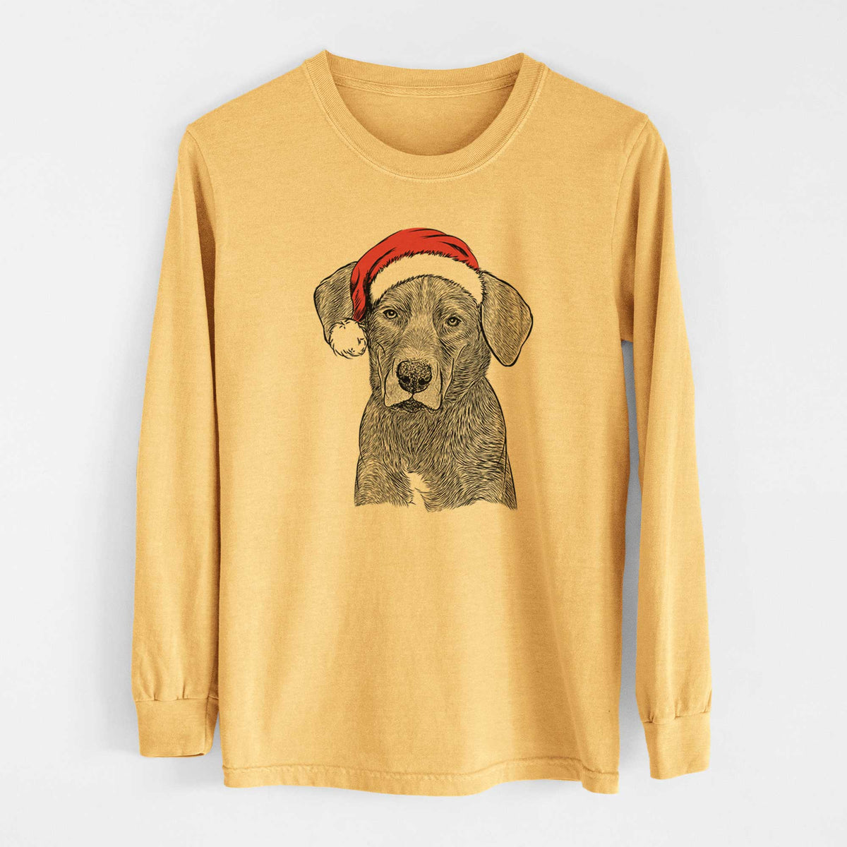 Santa Tom the Lab Dane Mix - Heavyweight 100% Cotton Long Sleeve