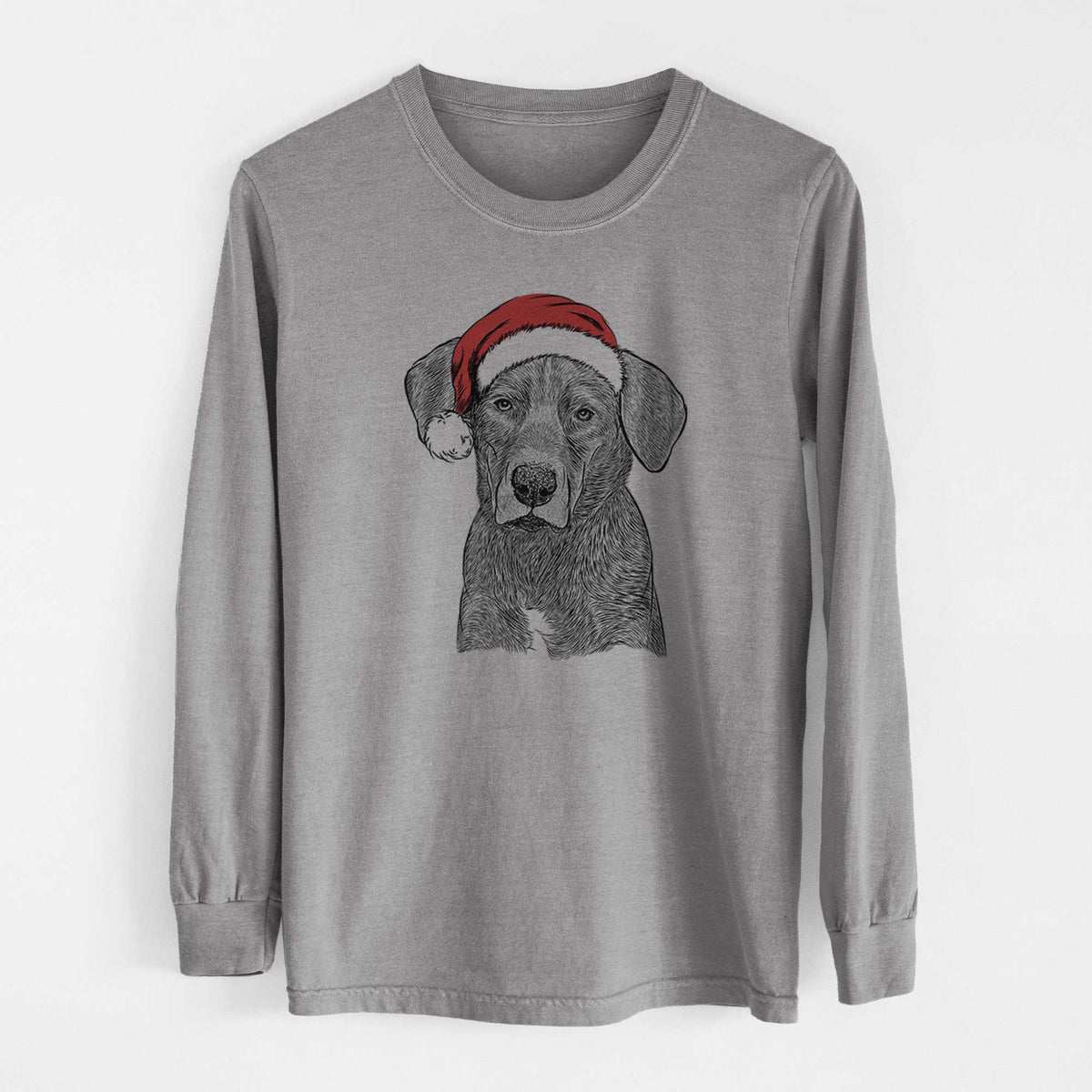 Santa Tom the Lab Dane Mix - Heavyweight 100% Cotton Long Sleeve