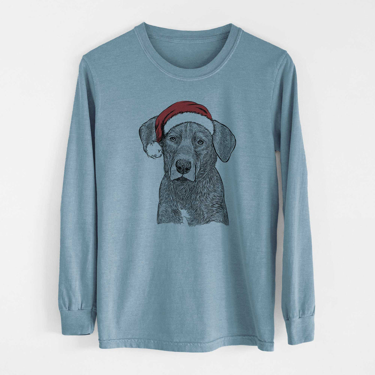 Santa Tom the Lab Dane Mix - Heavyweight 100% Cotton Long Sleeve