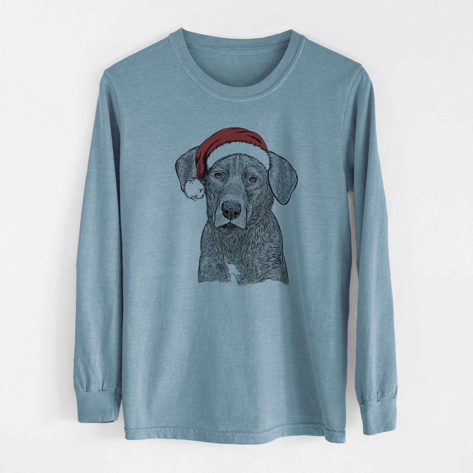 Santa Tom the Lab Dane Mix - Heavyweight 100% Cotton Long Sleeve