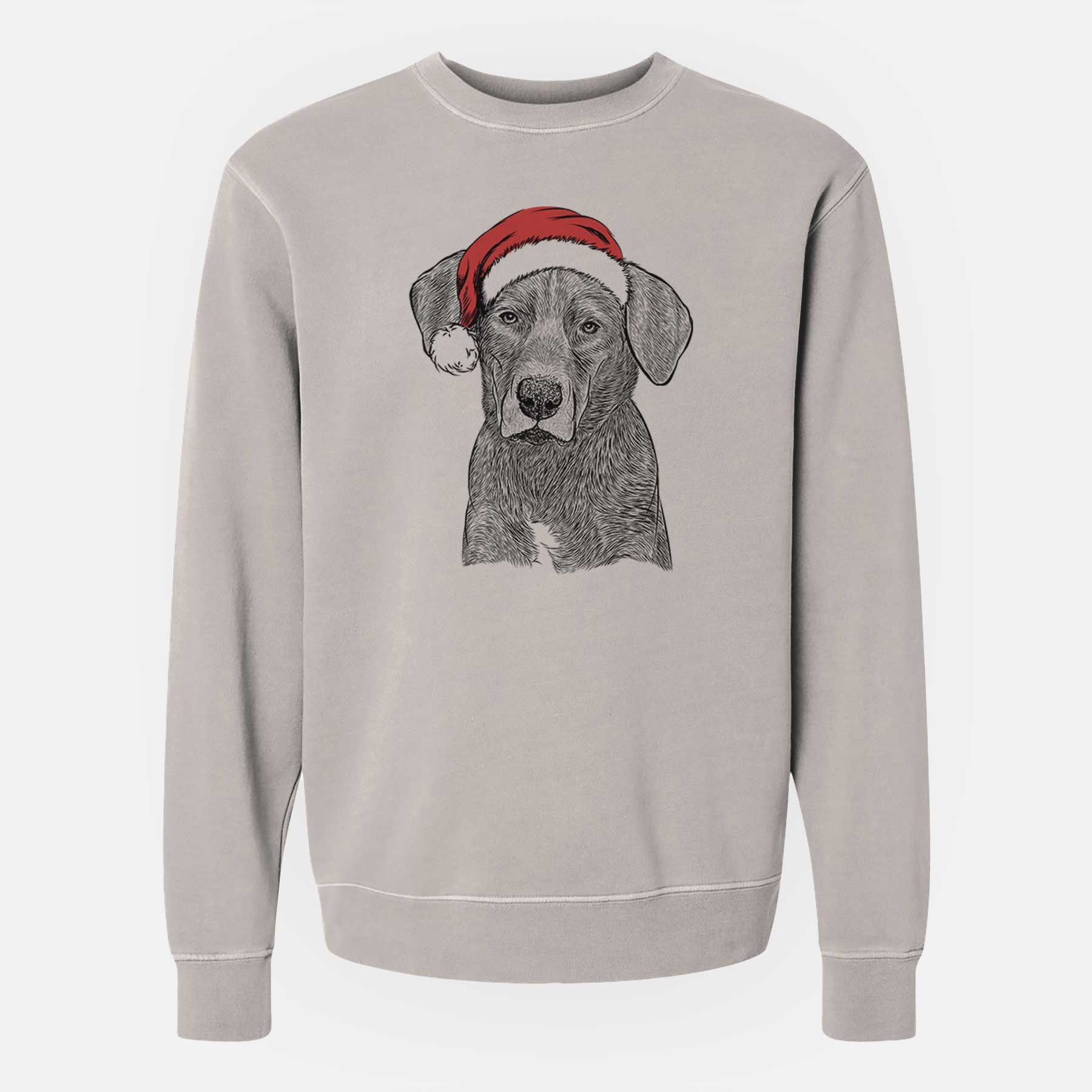 Santa Tom the Lab Dane Mix - Unisex Pigment Dyed Crew Sweatshirt