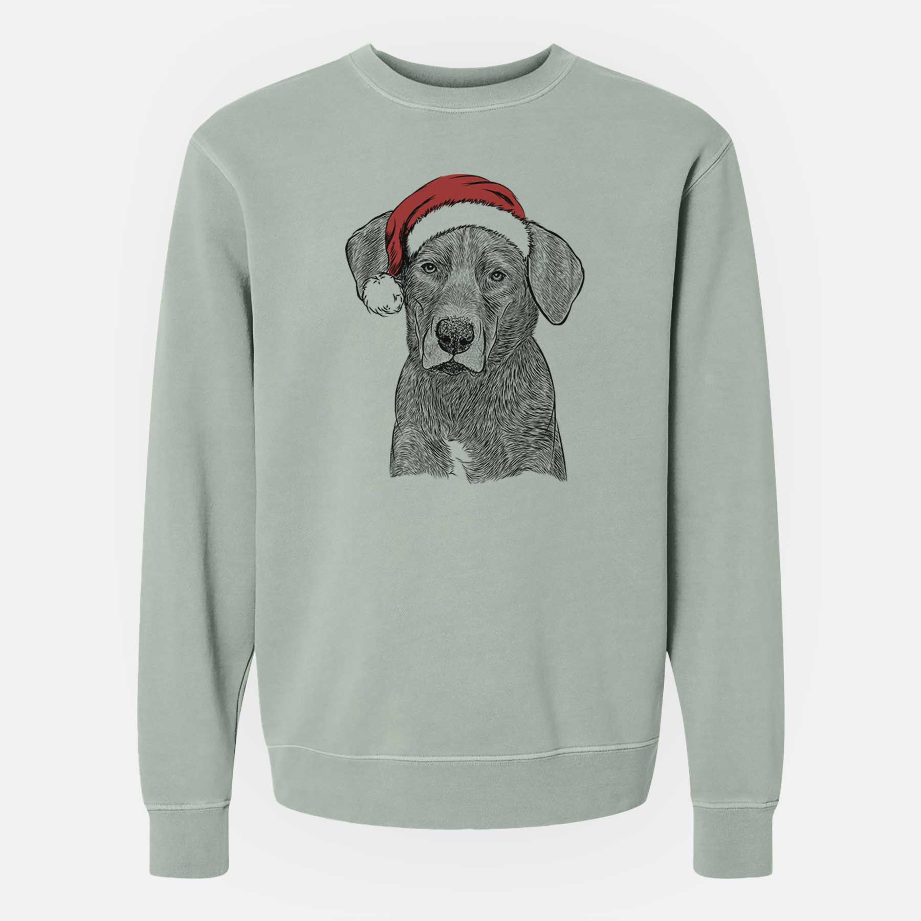 Santa Tom the Lab Dane Mix - Unisex Pigment Dyed Crew Sweatshirt