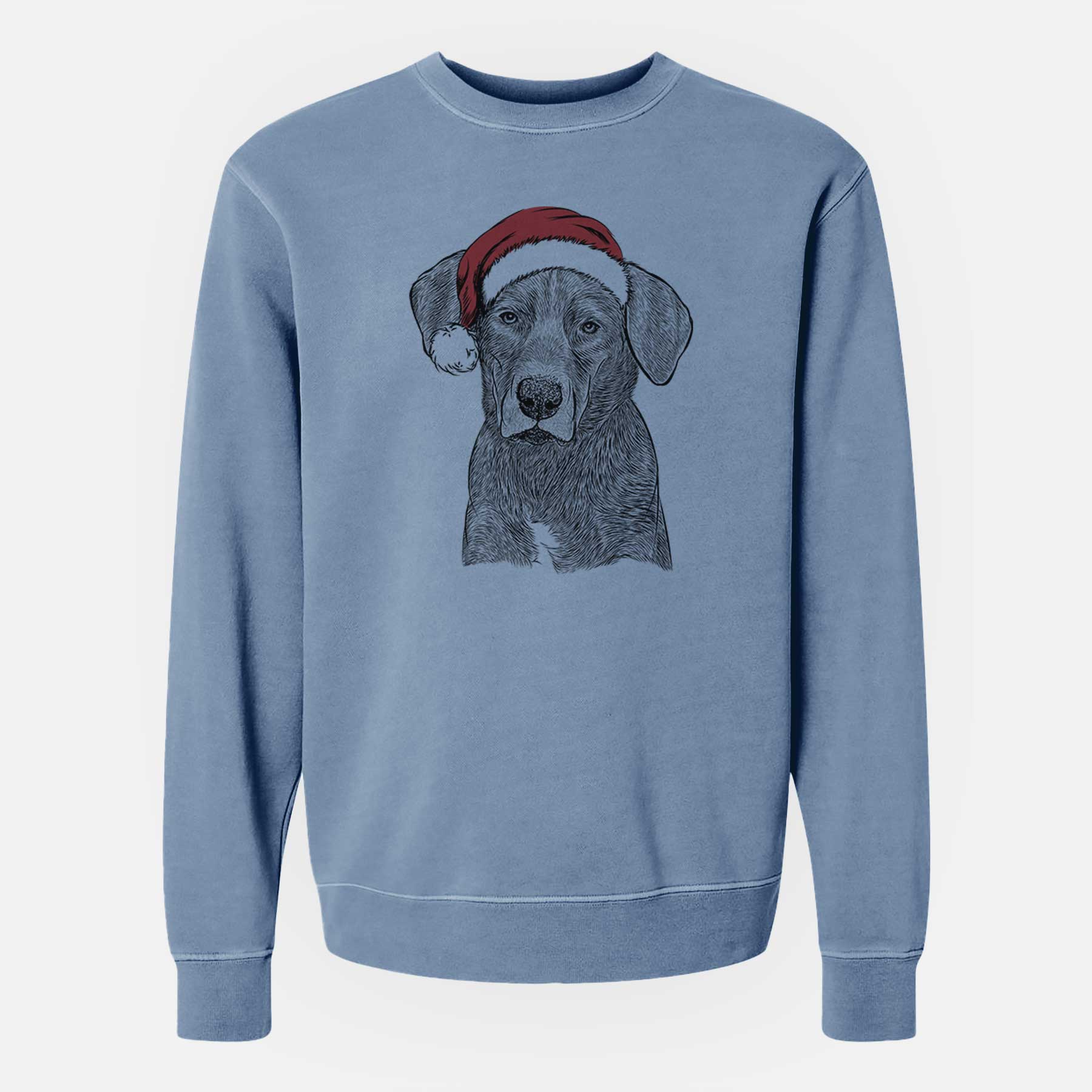 Santa Tom the Lab Dane Mix - Unisex Pigment Dyed Crew Sweatshirt