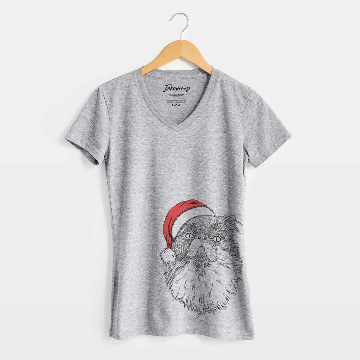 Santa Tookie the Perisan Cat - Women's V-neck Shirt