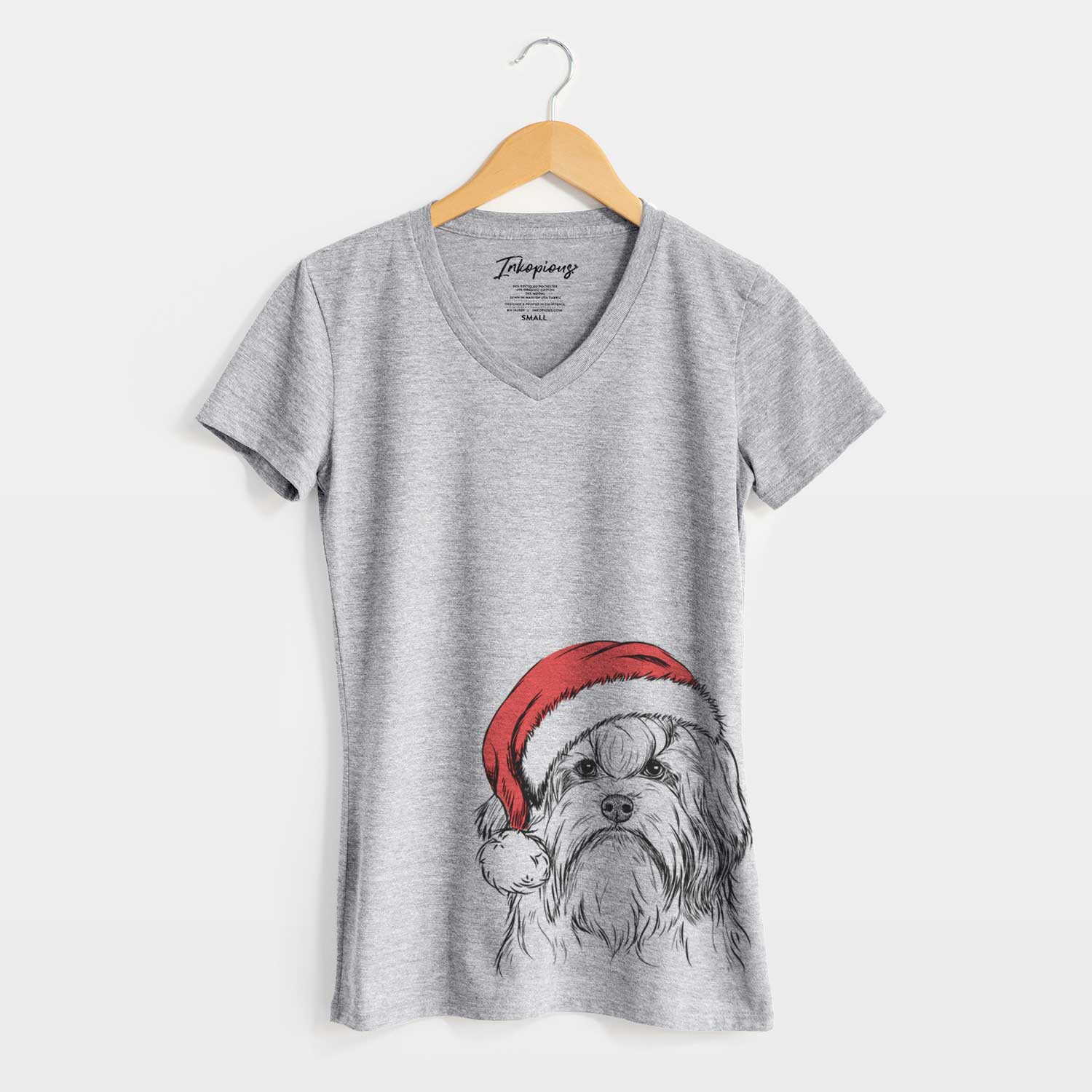 Santa Tootsie the Lowchen - Women's V-neck Shirt