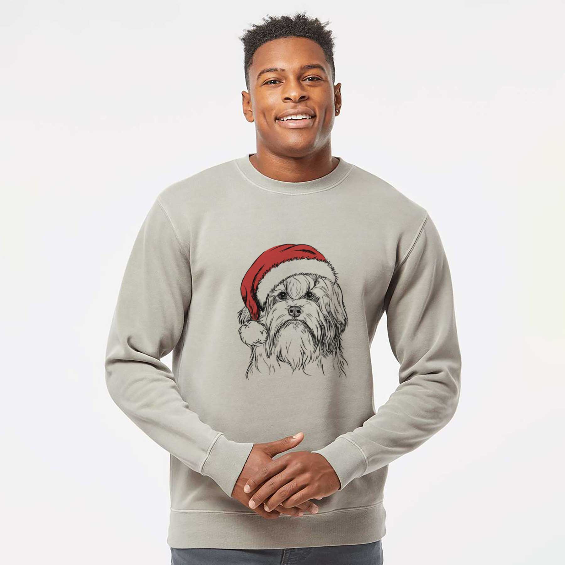 Santa Tootsie the Lowchen - Unisex Pigment Dyed Crew Sweatshirt