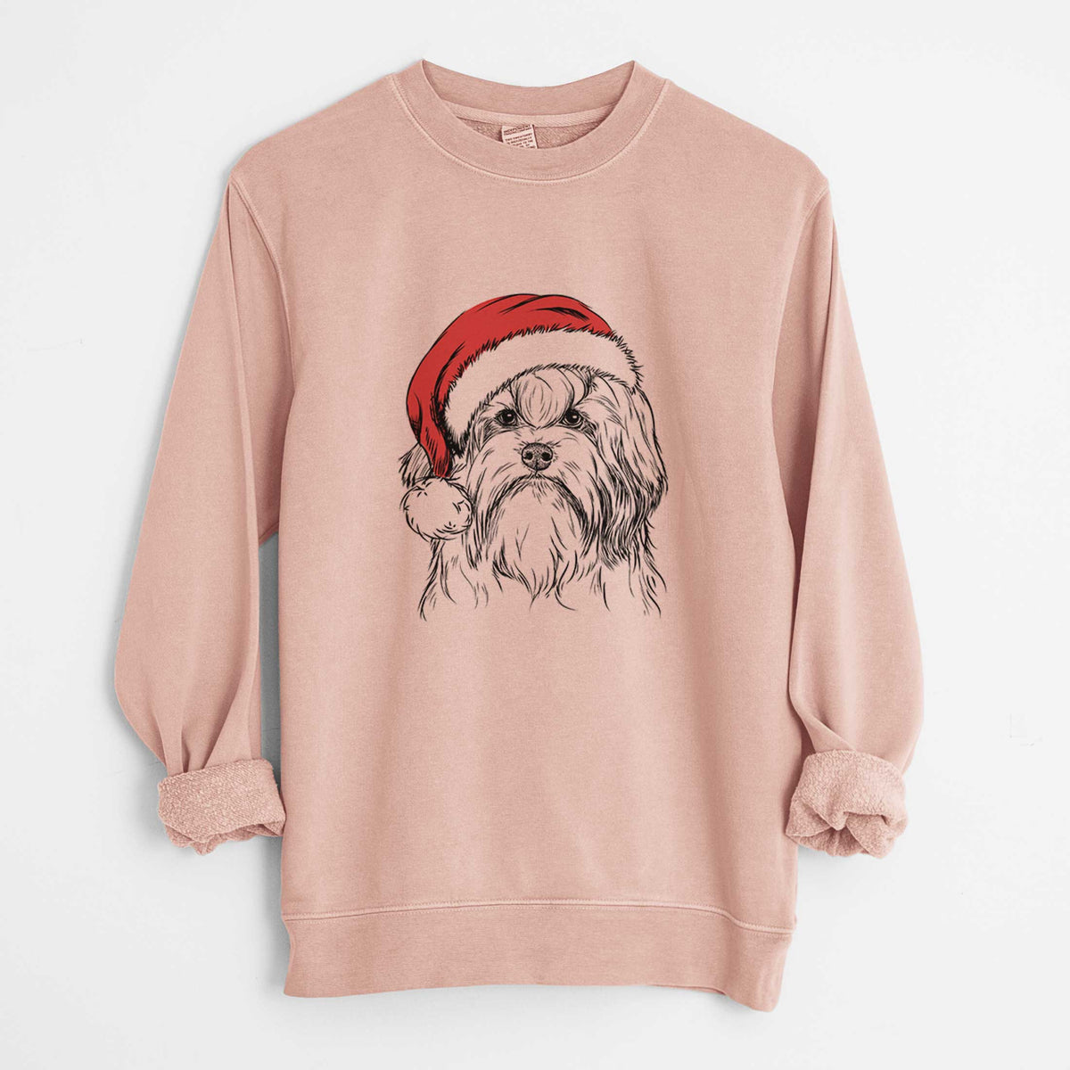 Santa Tootsie the Lowchen - Unisex Pigment Dyed Crew Sweatshirt