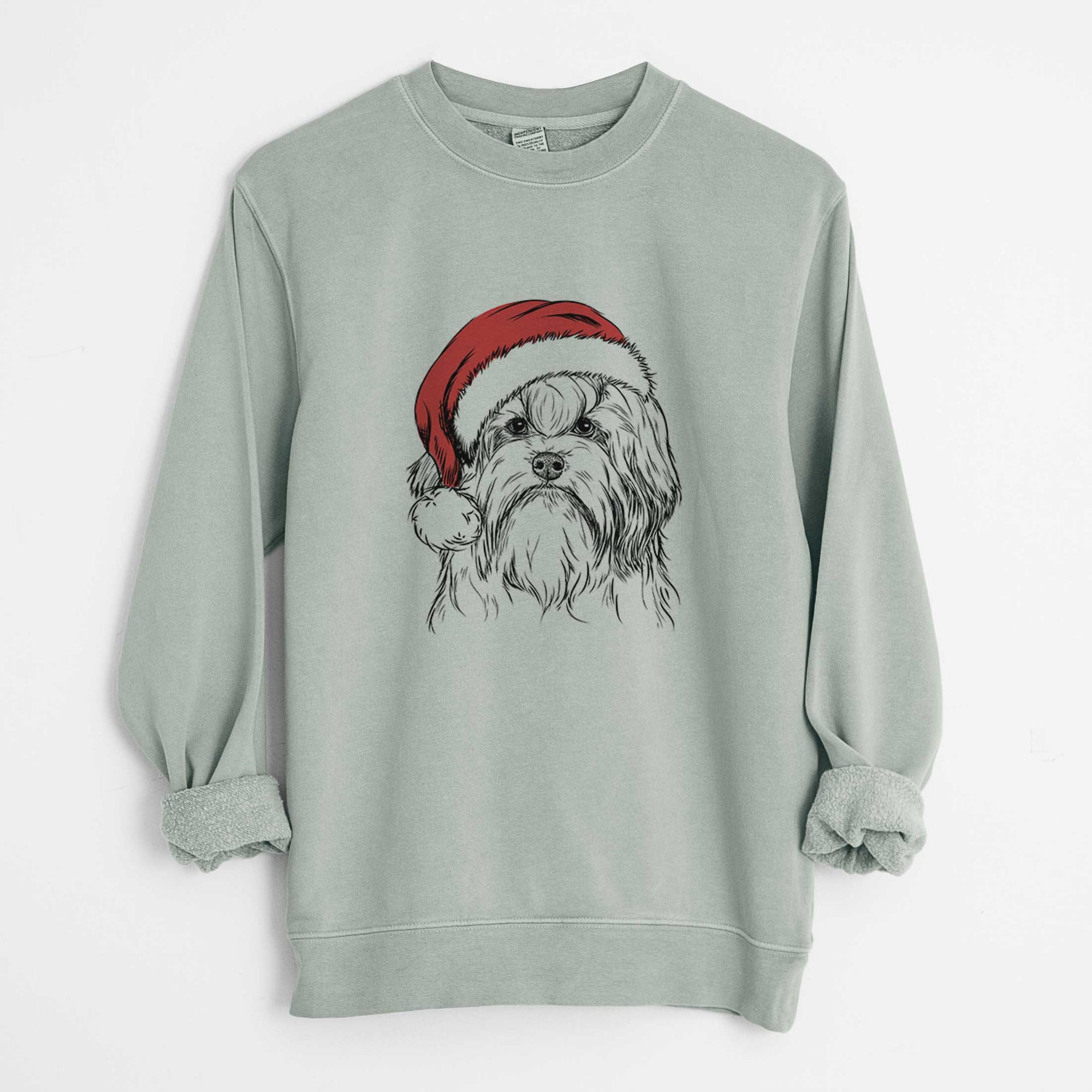 Santa Tootsie the Lowchen - Unisex Pigment Dyed Crew Sweatshirt