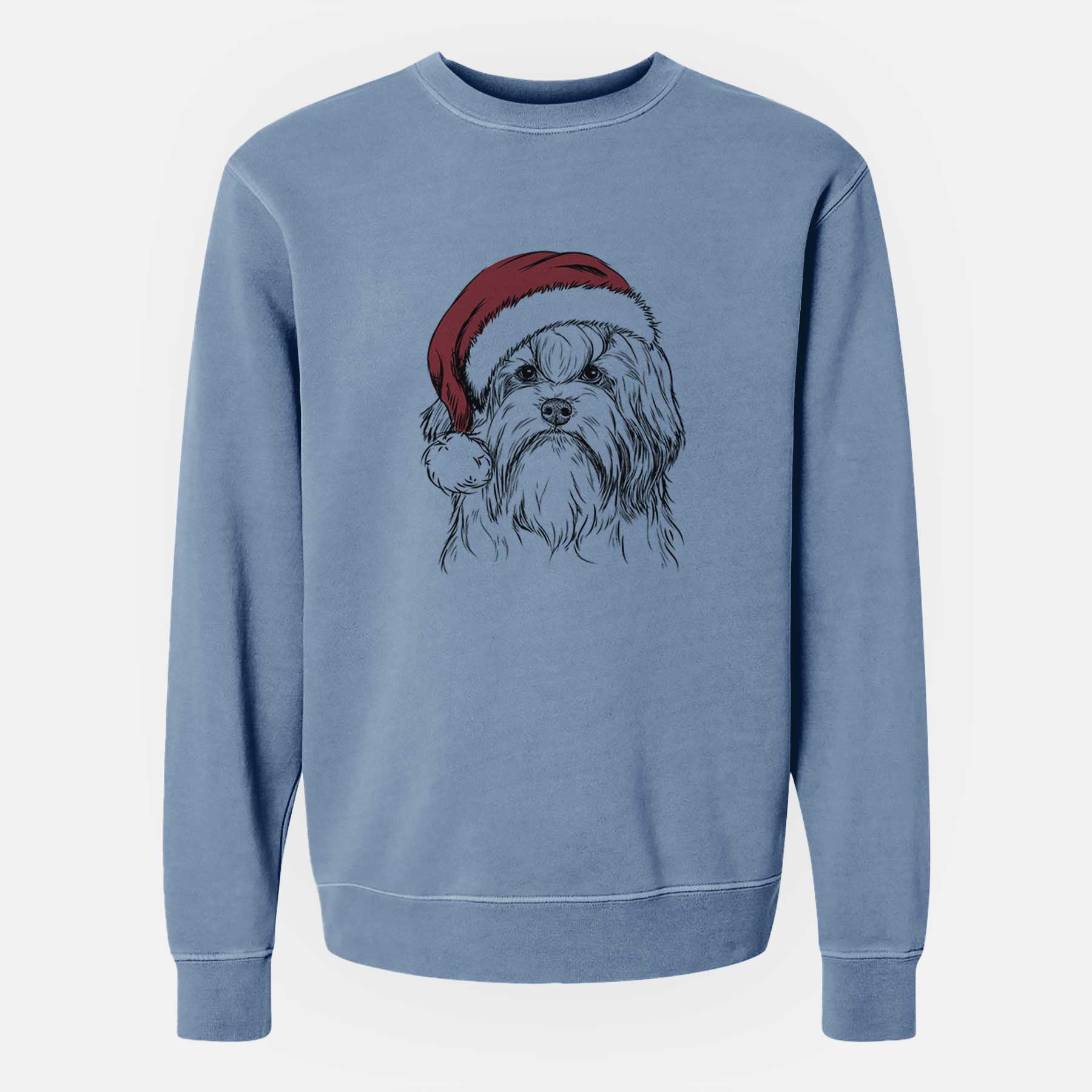 Santa Tootsie the Lowchen - Unisex Pigment Dyed Crew Sweatshirt