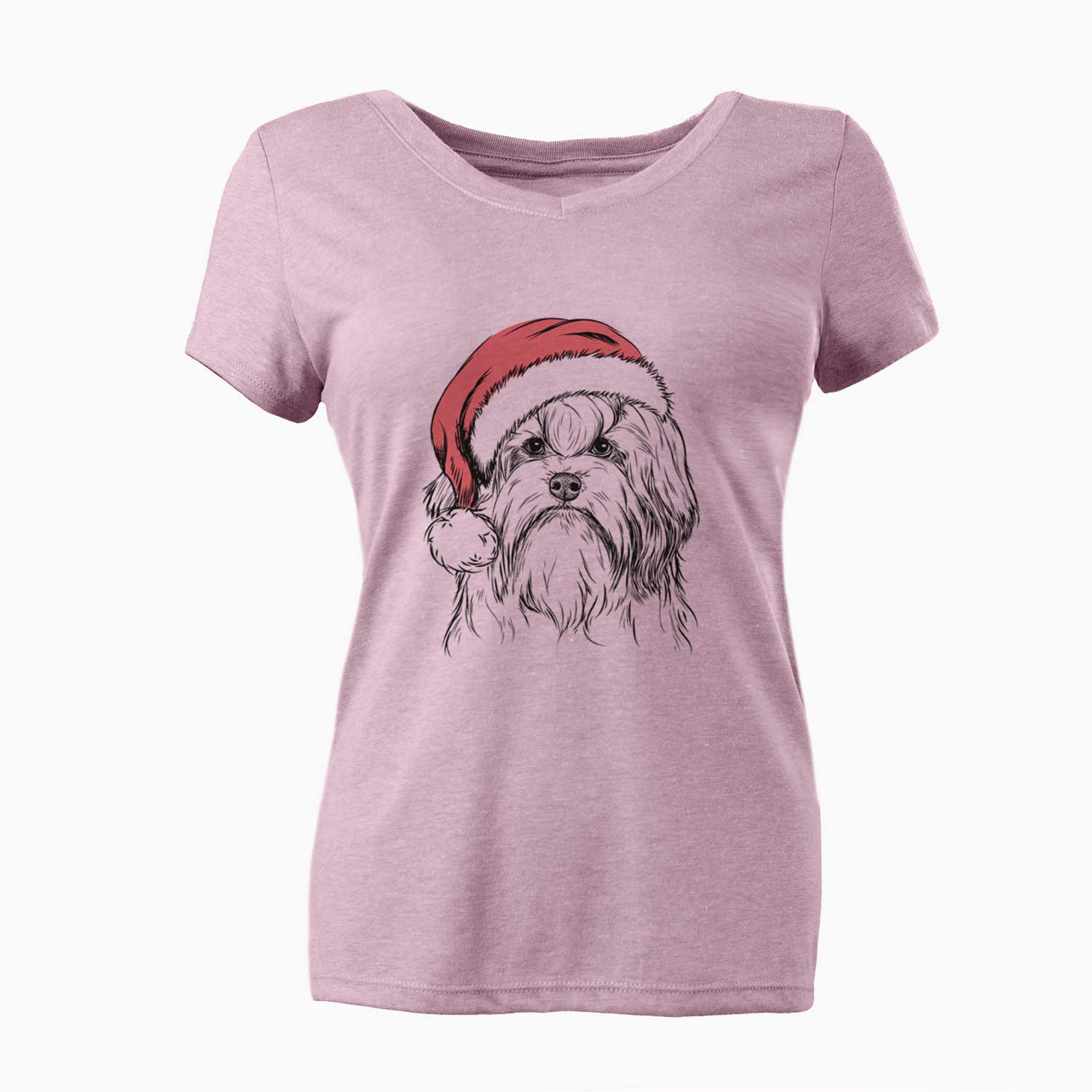 Santa Tootsie the Lowchen - Women's V-neck Shirt