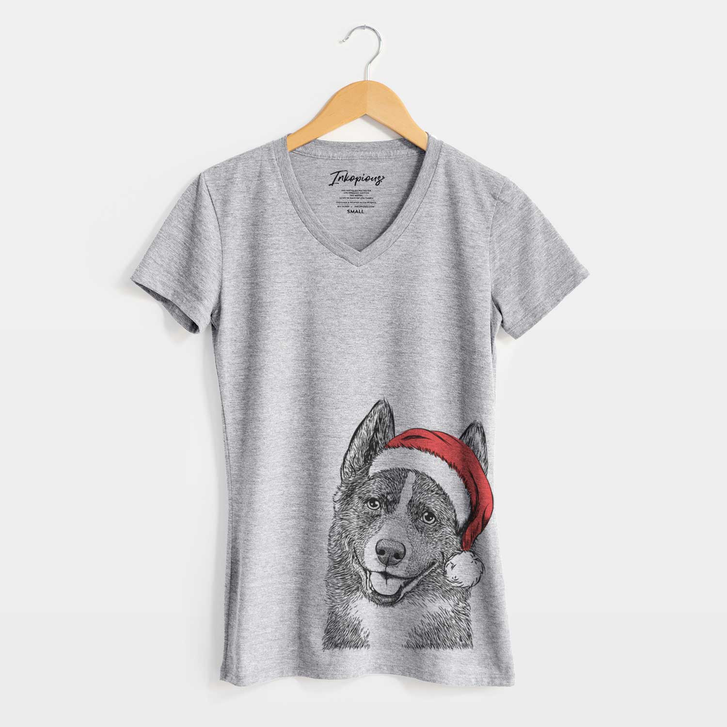 Santa Tosca the Karelian Bear Dog - Women's V-neck Shirt