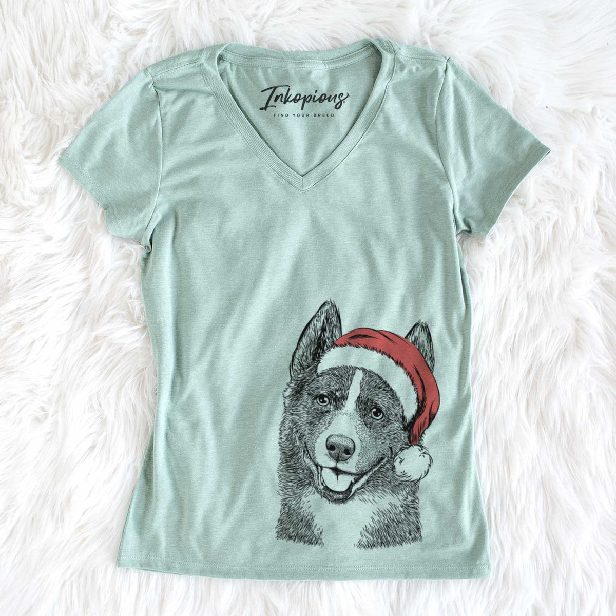 Santa Tosca the Karelian Bear Dog - Women&#39;s V-neck Shirt