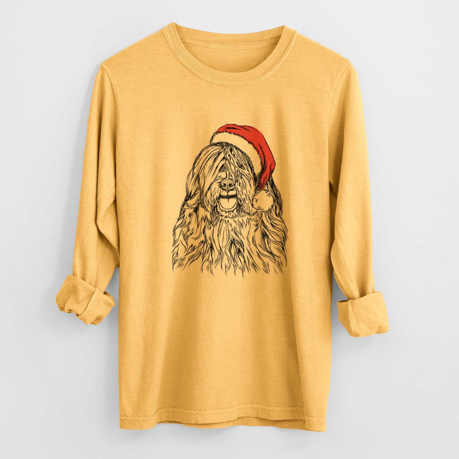 Santa Trinket the Tibetan Terrier - Heavyweight 100% Cotton Long Sleeve