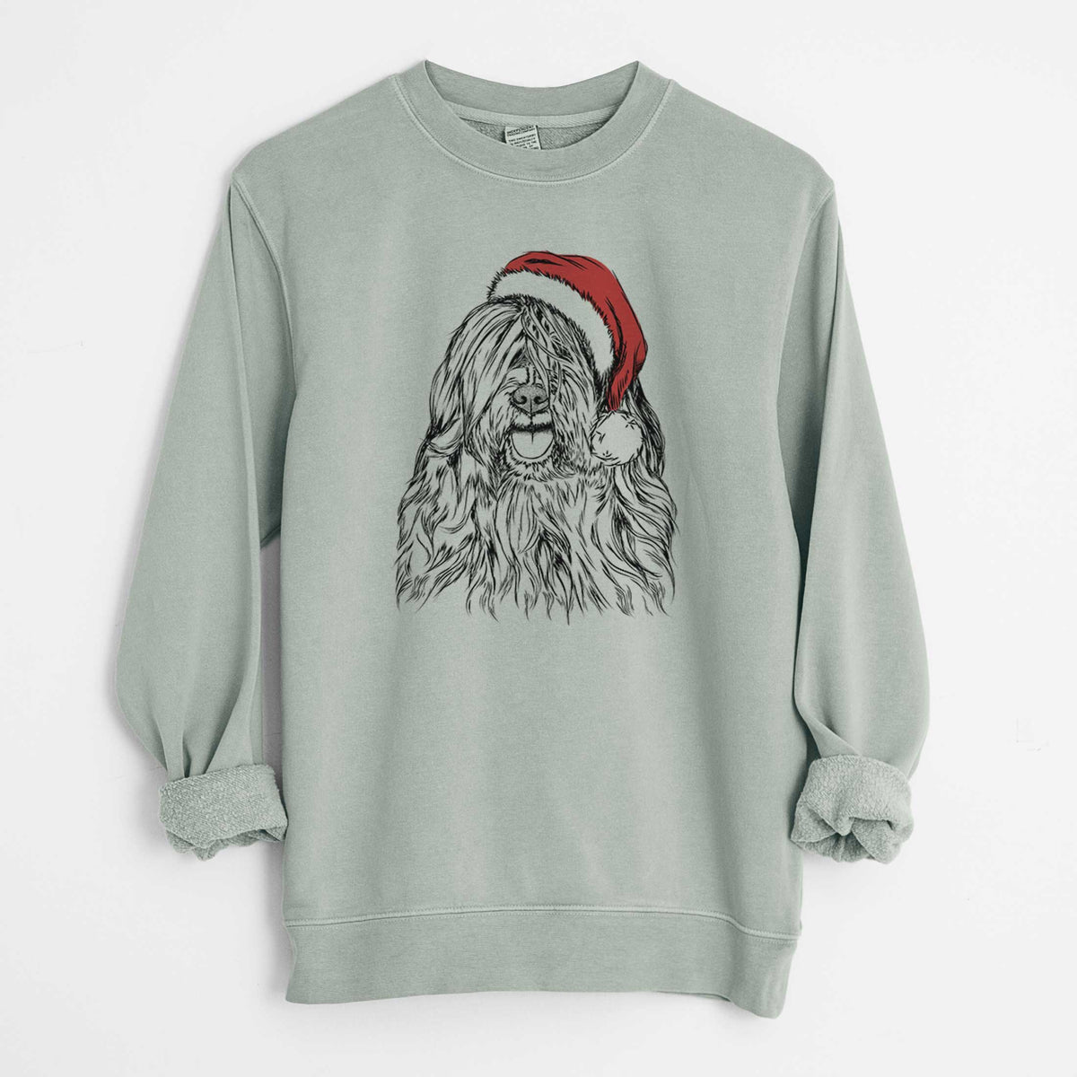 Santa Trinket the Tibetan Terrier - Unisex Pigment Dyed Crew Sweatshirt