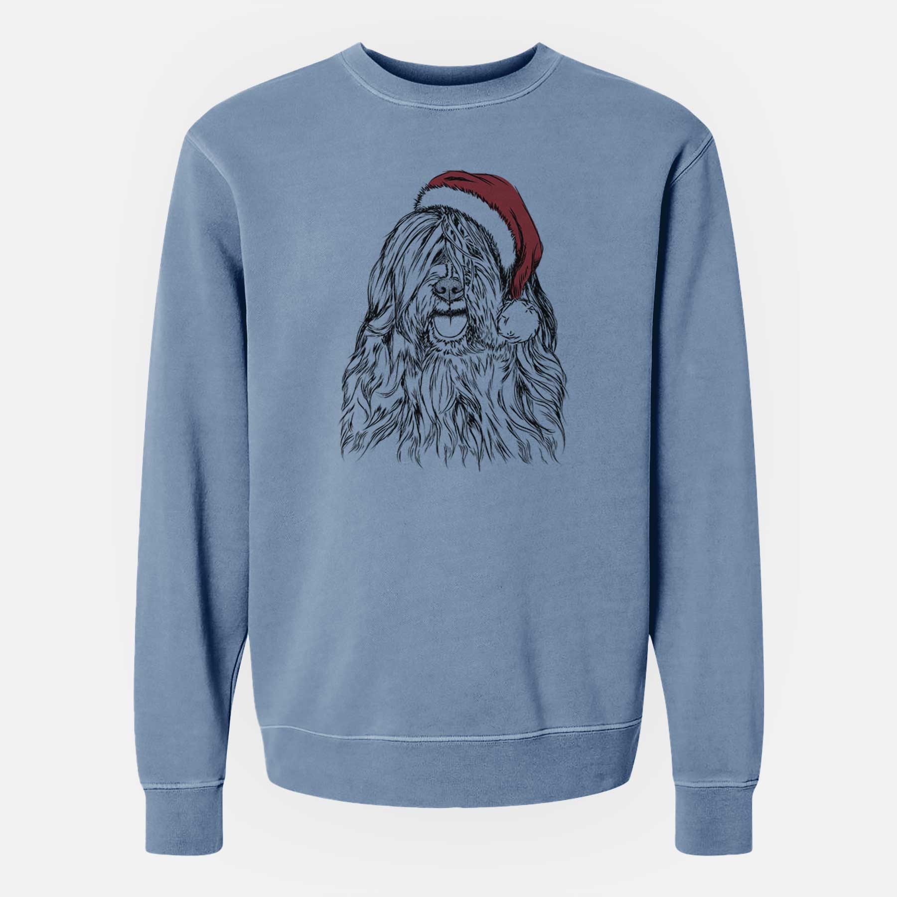 Santa Trinket the Tibetan Terrier - Unisex Pigment Dyed Crew Sweatshirt