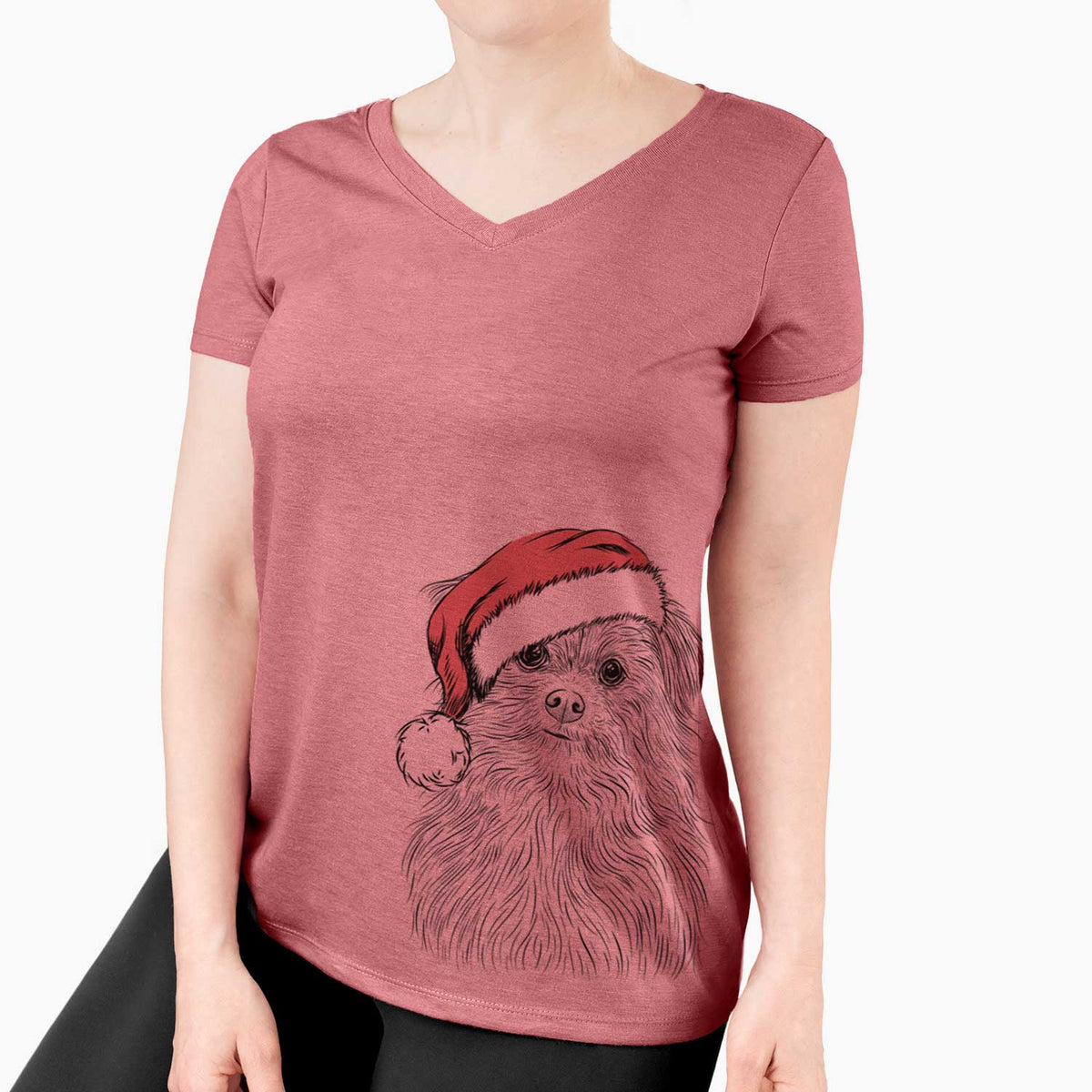 Santa Trixie the Terrier Mix - Women's V-neck Shirt