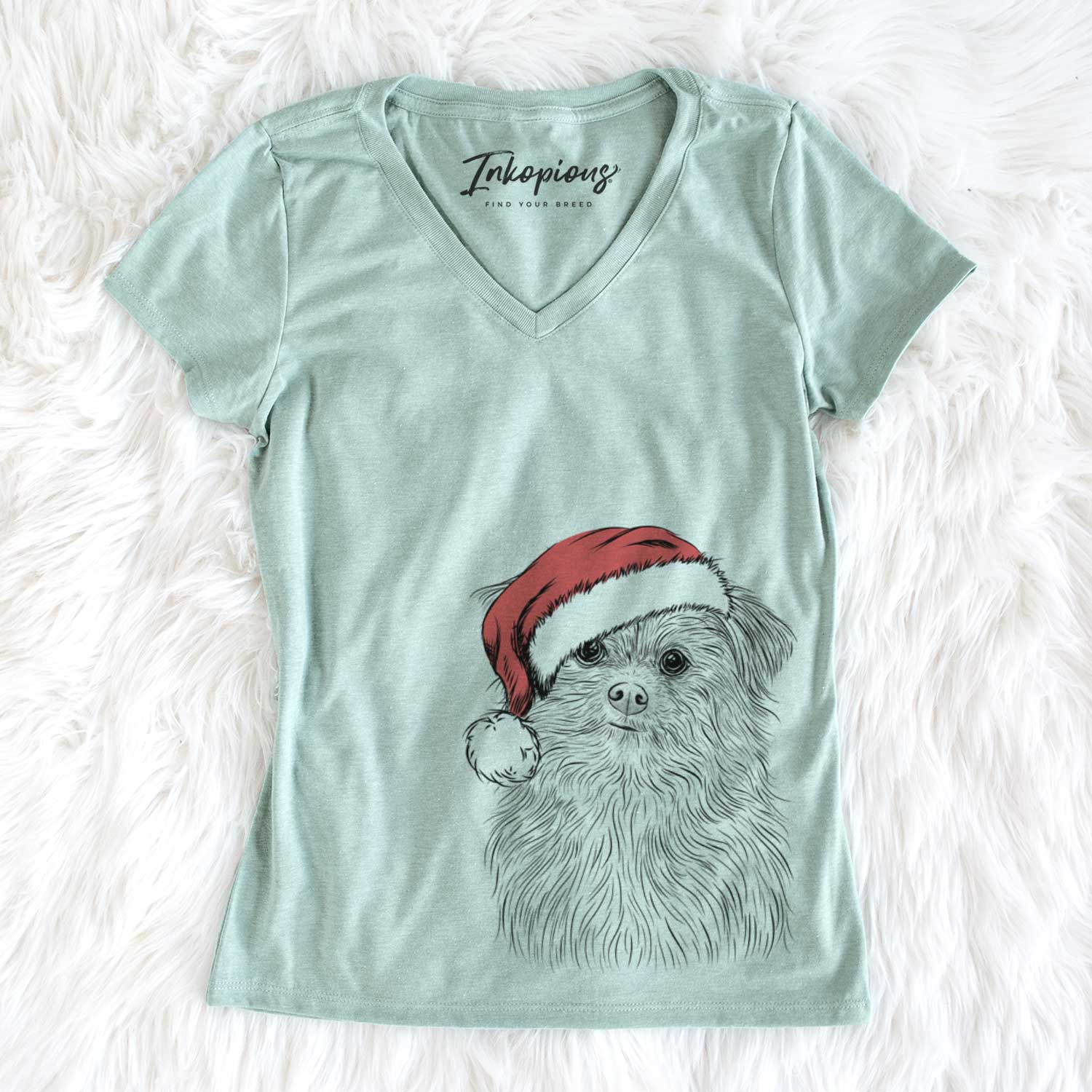 Santa Trixie the Terrier Mix - Women's V-neck Shirt