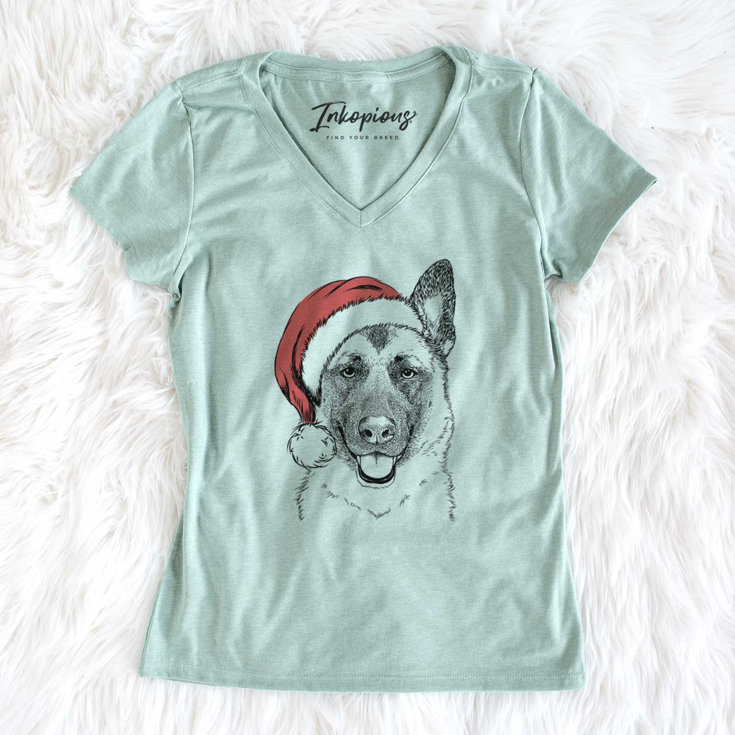 Santa Trooper the German Shepherd - Women's V-neck Shirt