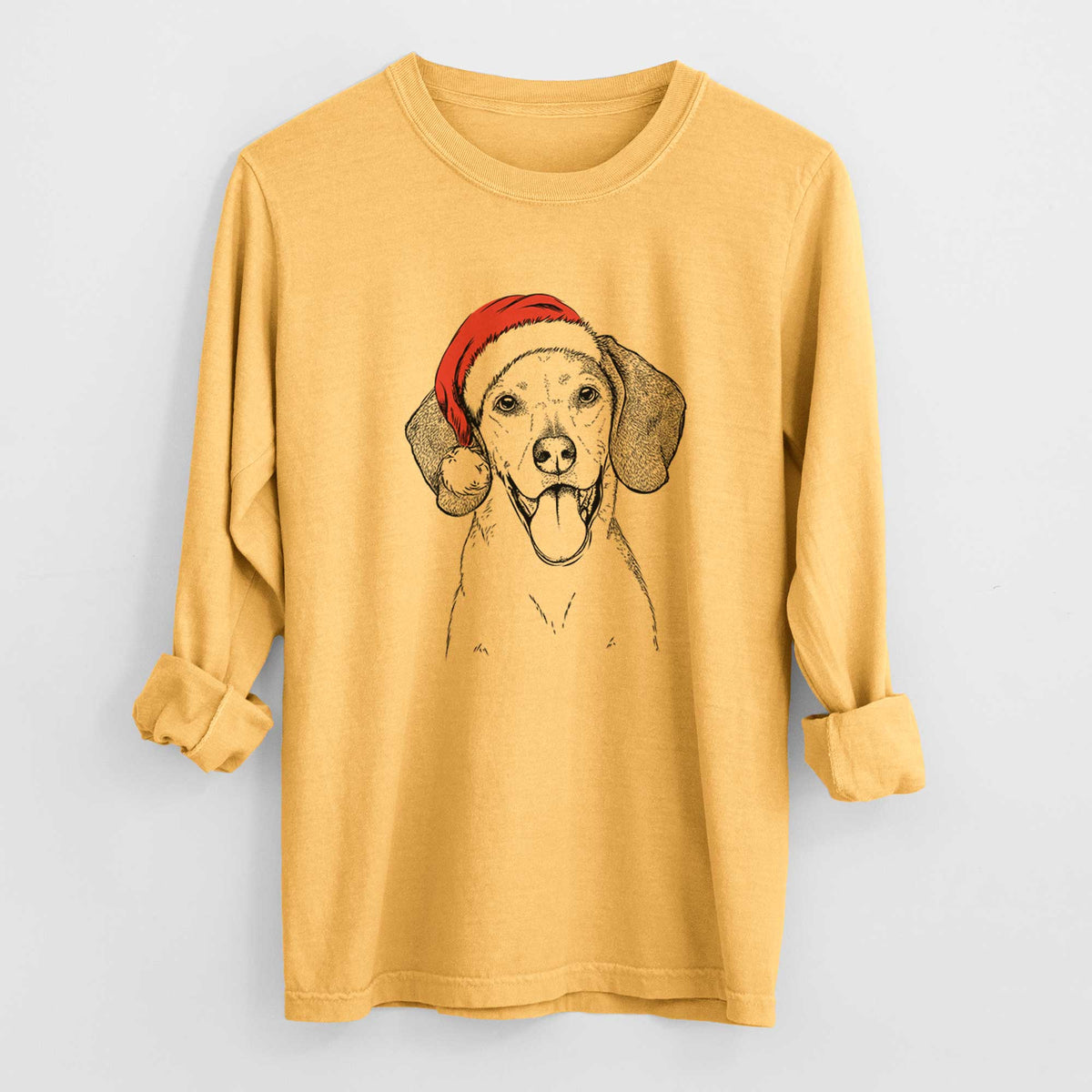 Santa Trooper the Hound Mix - Heavyweight 100% Cotton Long Sleeve