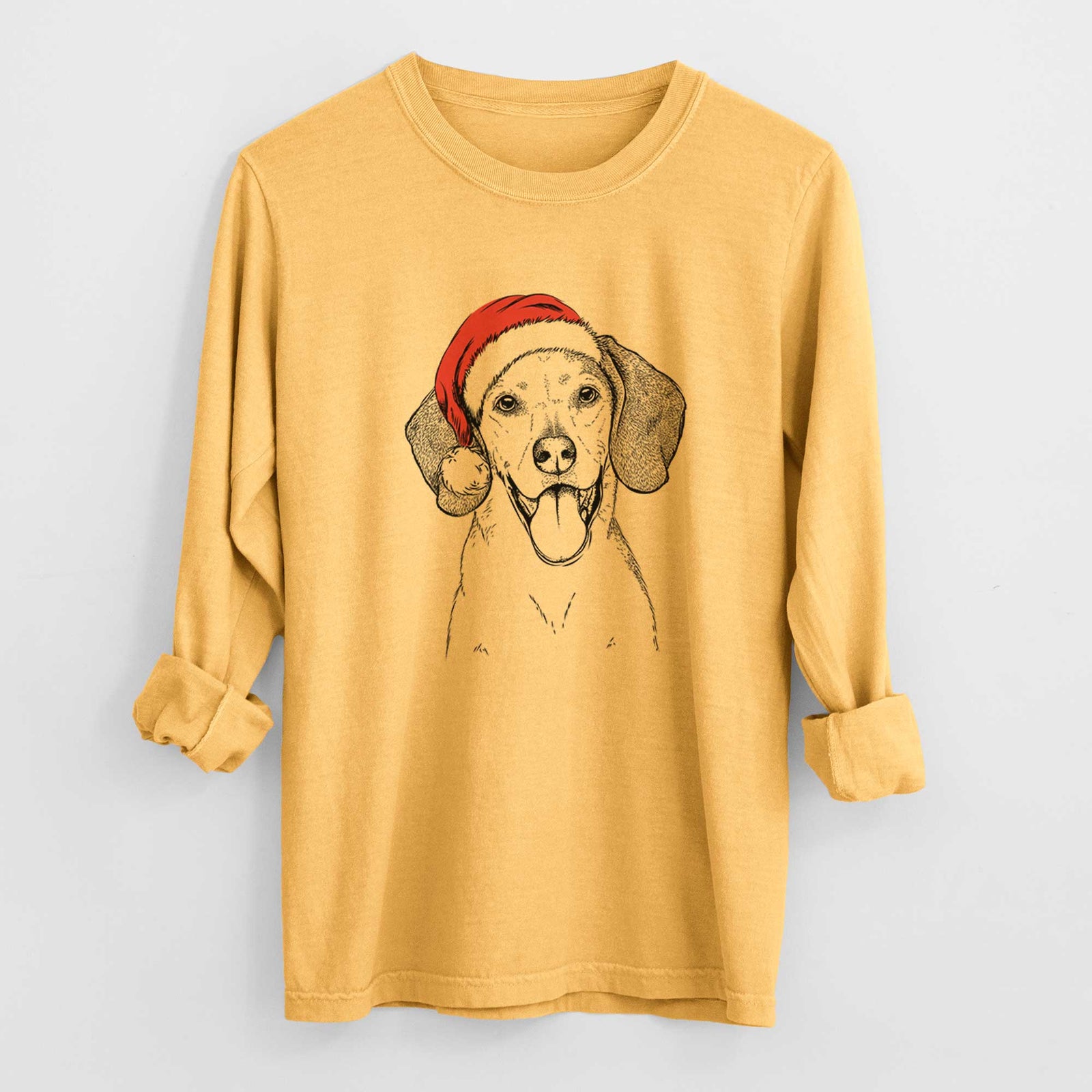 Santa Trooper the Hound Mix - Heavyweight 100% Cotton Long Sleeve