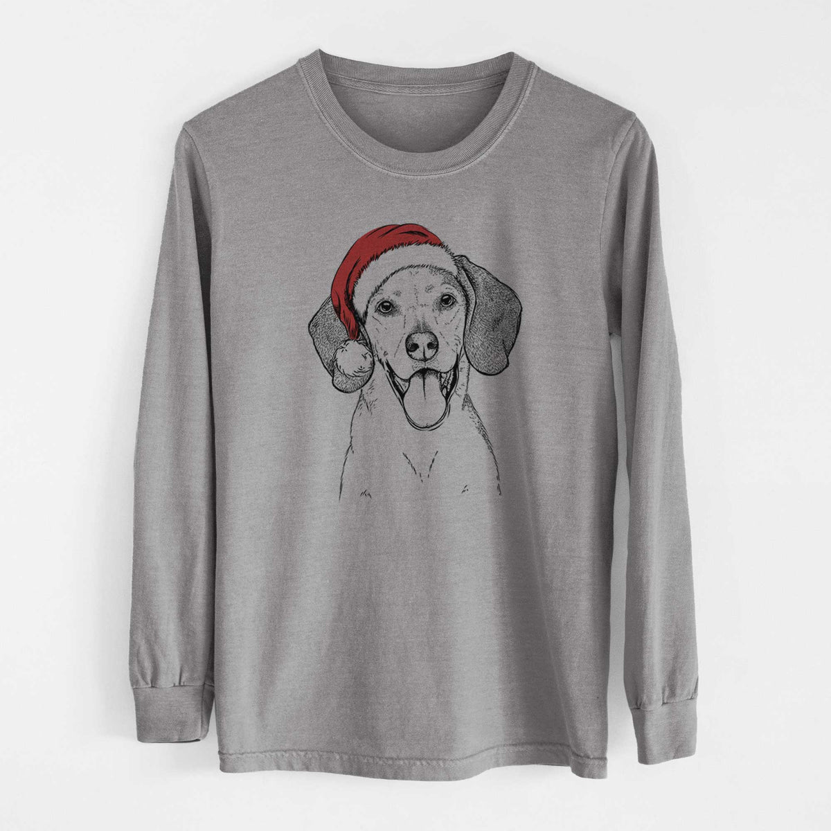 Santa Trooper the Hound Mix - Heavyweight 100% Cotton Long Sleeve