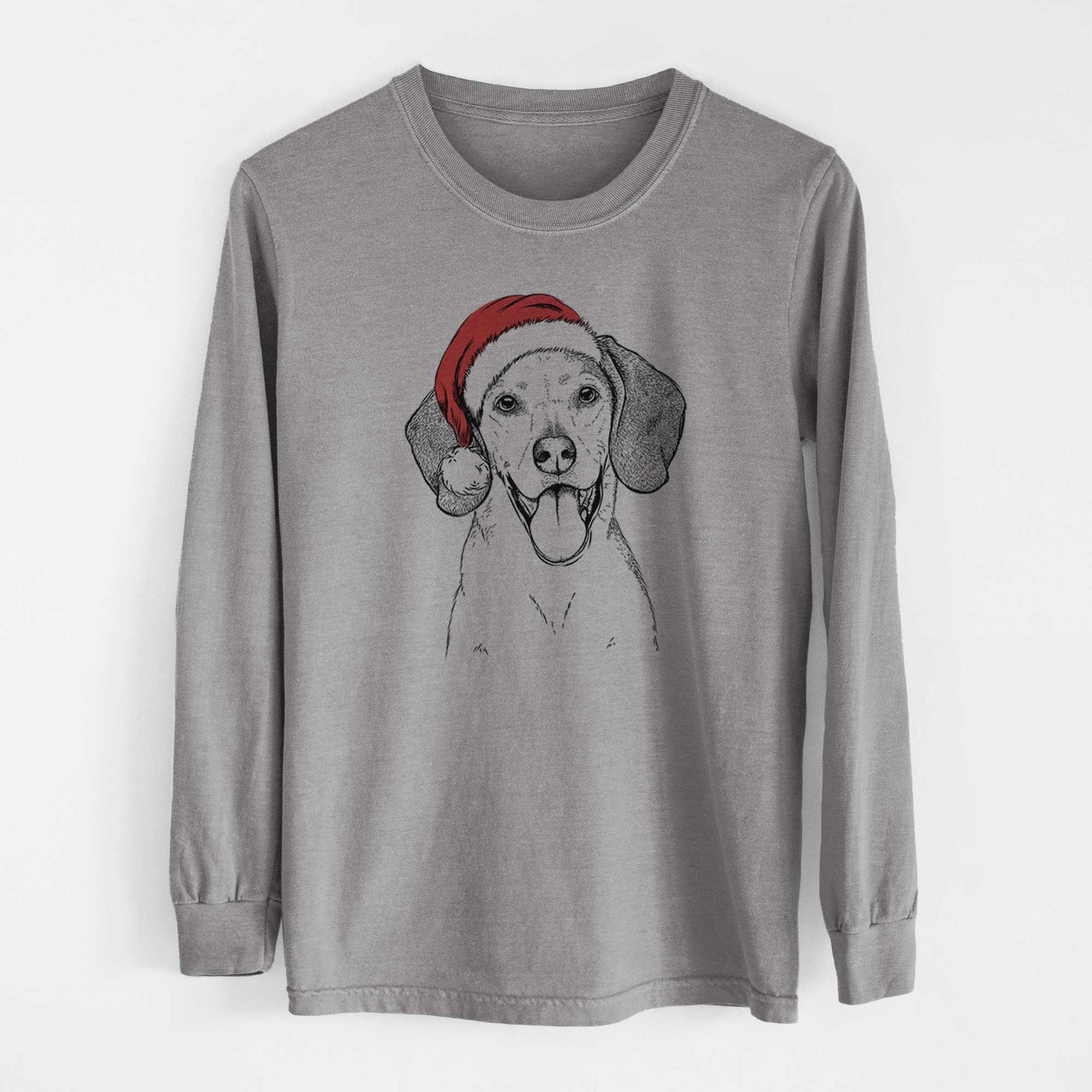 Santa Trooper the Hound Mix - Heavyweight 100% Cotton Long Sleeve